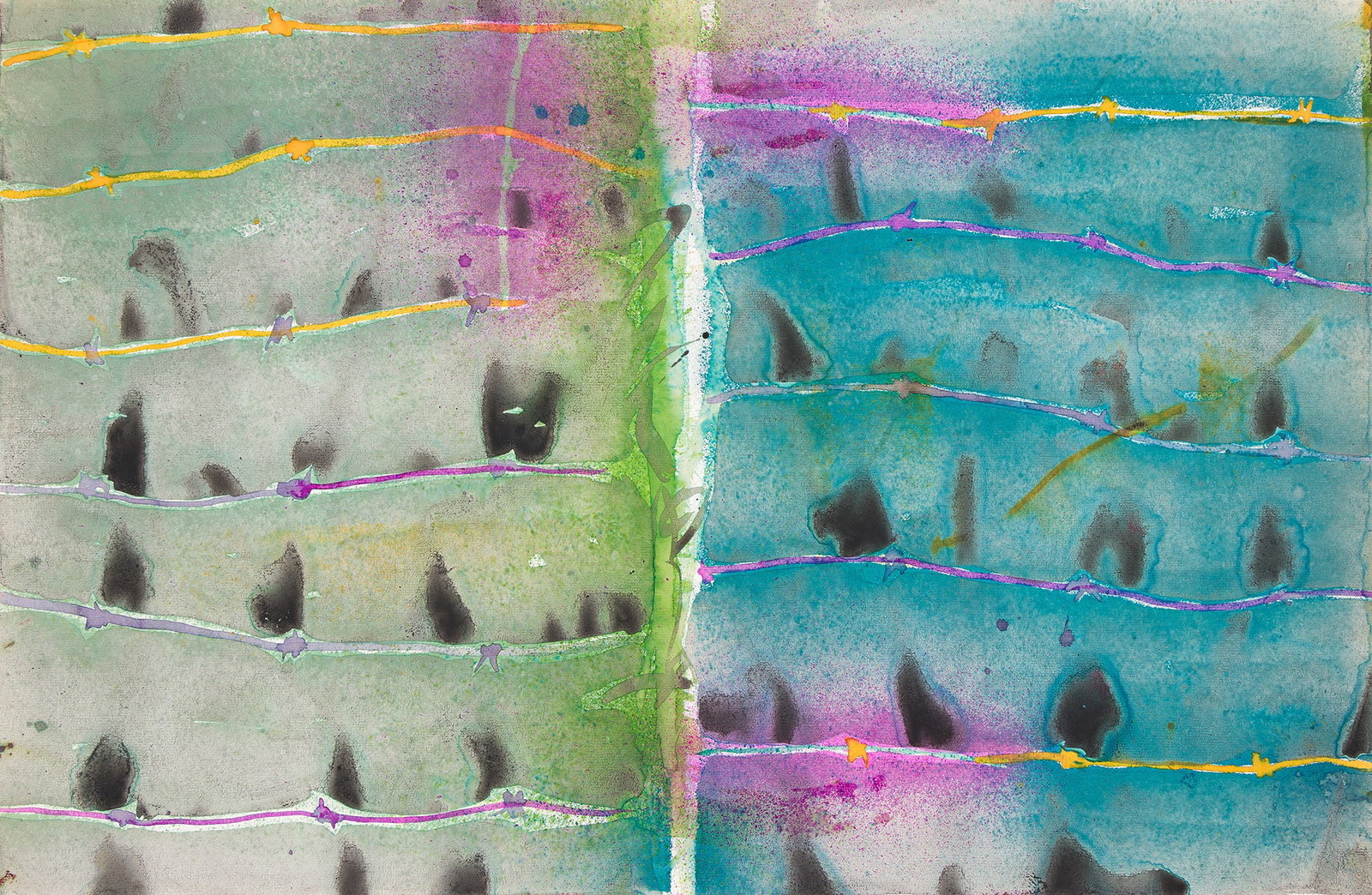 Melvin Edwards (1937-2026), A Page From the Poet, 1975.: Melvin Edwards (1937-2026) A Page From the Poet. Watercolor and ink on paper, 1975. Signed, titled and dated in pencil, verso. 22 7/8 x 35 in. (58.1 x 88.9 cm.) Additional Details
