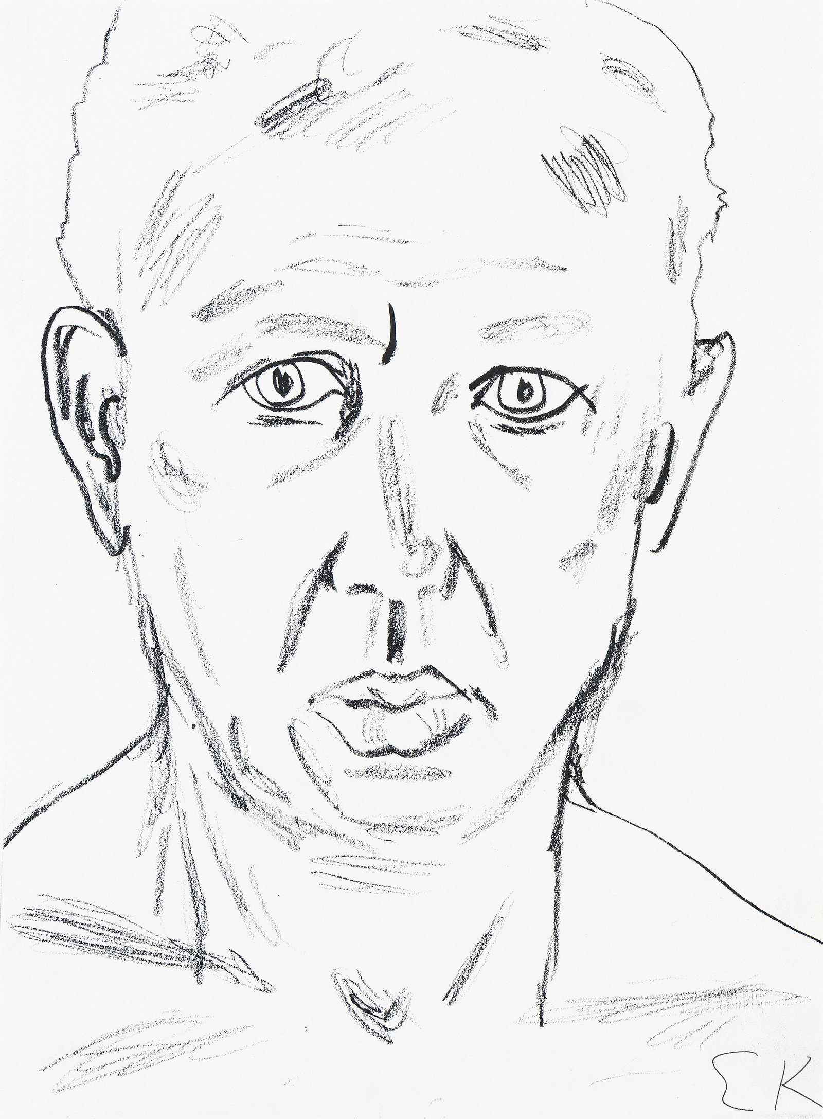 Ellsworth Kelly (1923-2015), Self Portrait, Barcelona, 1986.: Ellsworth Kelly (1923-2015) Self Portrait, Barcelona. Offset lithograph on thick wove paper, 1986. Initialed in ink, lower right. Dedicated, titled, dated, signed and numbered 2/10 in ink, verso. Shee
