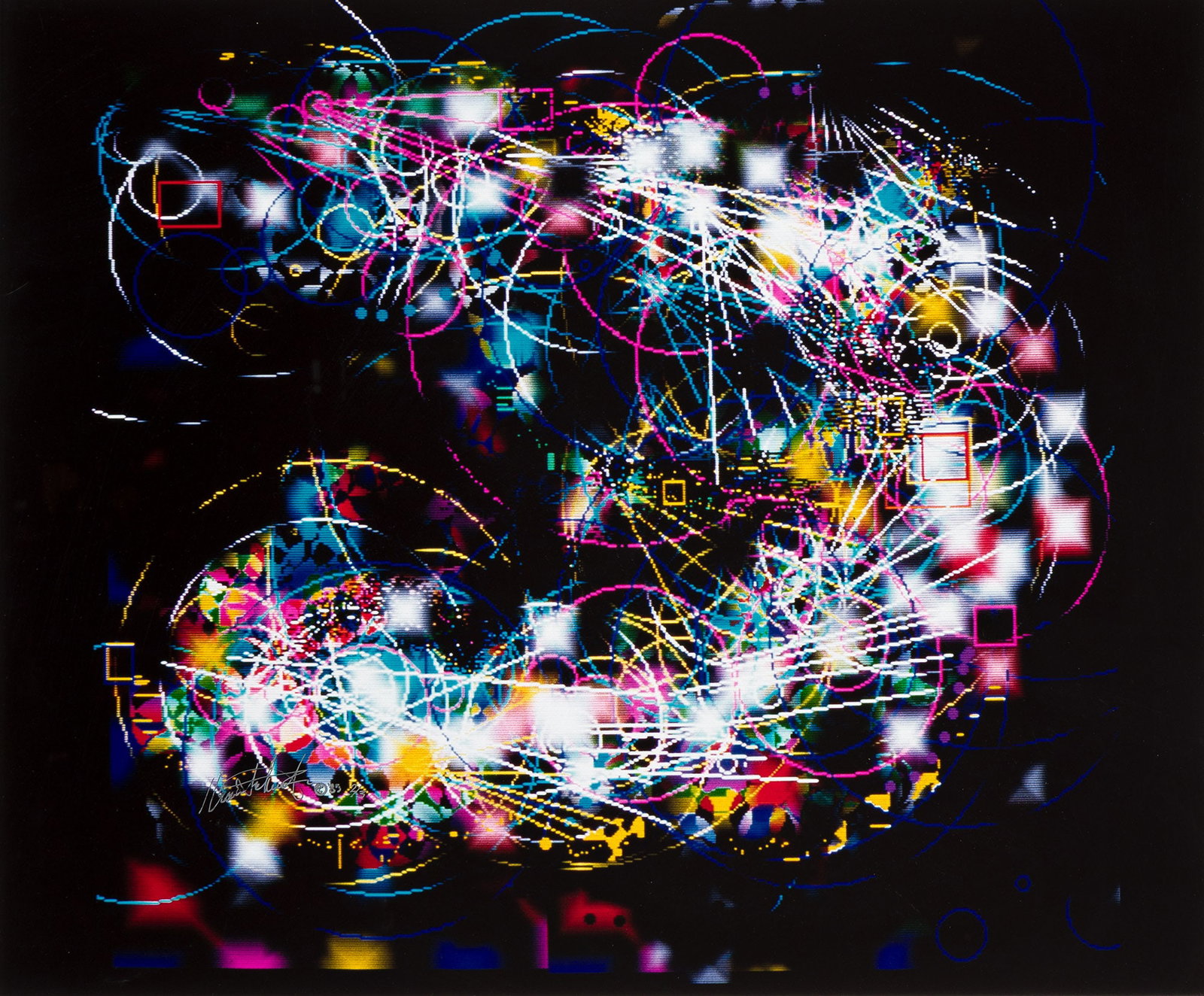 Ilene "IS" Schuster (1948-2016), Three cibachrome prints from Space Series, 1985.: Ilene "IS" Schuster (1948-2016) Three cibachrome prints from Space Series. i) Magnitron, 1985. Signed, dated and numbered 2/3 in silver ink, lower left. Signed and annotated in ink on the frame back. 