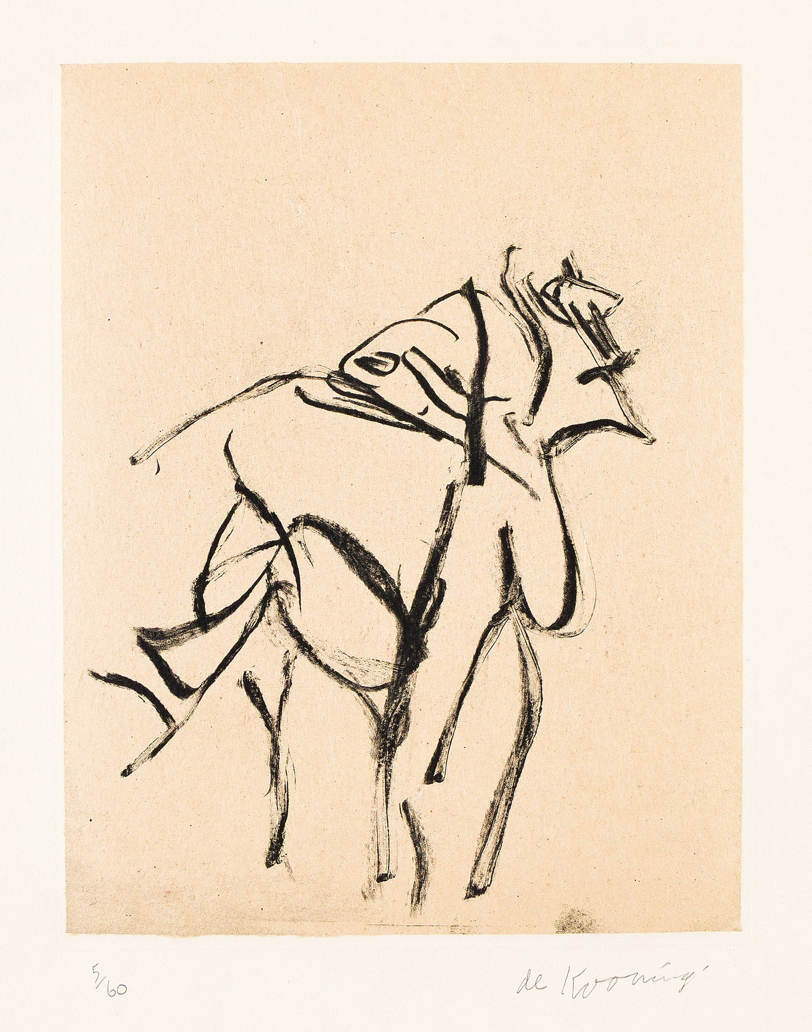 Willem de Kooning (1904-1997), Untitled from Seventeen Lithographs for Frank O'Hara, 1988.: Willem de Kooning (1904-1997) Untitled from Seventeen Lithographs for Frank O'Hara. Lithograph on hand made Japanese Yame appliqué on Twinrocker paper, 1988. With de Kooning's authorized facsimil