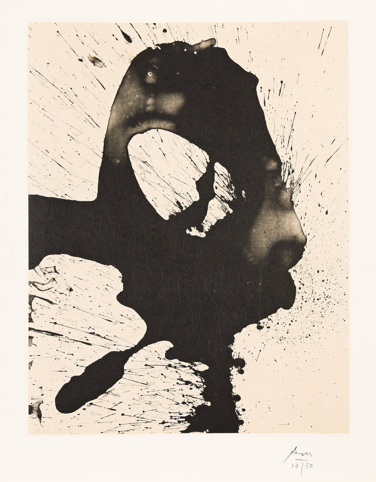 Robert Motherwell (1915-1991), Nocturne I, 1987-88.: Robert Motherwell (1915-1991) Nocturne I. Lithograph on on handmade Japanese Kitakata appliqué, 1987-88. Initialed and numbered 17/50 in pencil, lower right. Printed by Trestle Editions, Ltd., Ne
