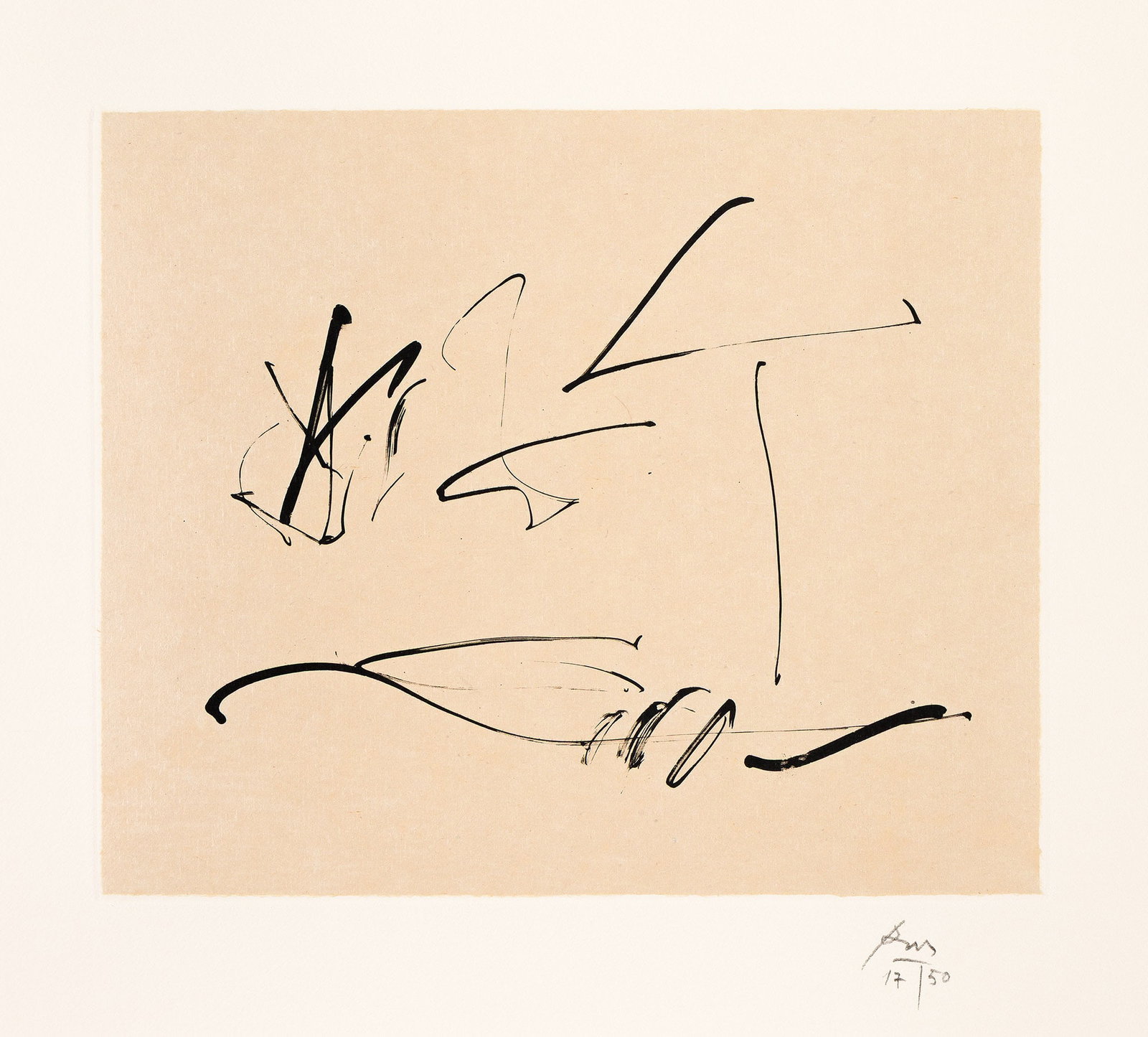 Robert Motherwell (1915-1991), Wind, 1987-88.: Robert Motherwell (1915-1991) Wind. Lithograph on handmade Japanese Kitakata appliqué, 1987-88. Initialed and numbered 17/50 in pencil, lower right. Printed by Trestle Editions, Ltd., New York. P