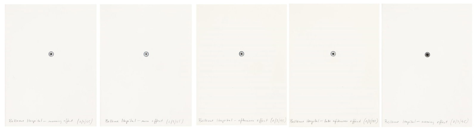 Spencer Finch (b. 1962), Bellevue Hospital (from 29th Street, New York City), 1995.: Spencer Finch (b. 1962) Bellevue Hospital (from 29th Street, New York City). Series of five watercolors with ink on wove paper, 1995. Each titled and dated in pencil. Each signed and dated in pencil, 