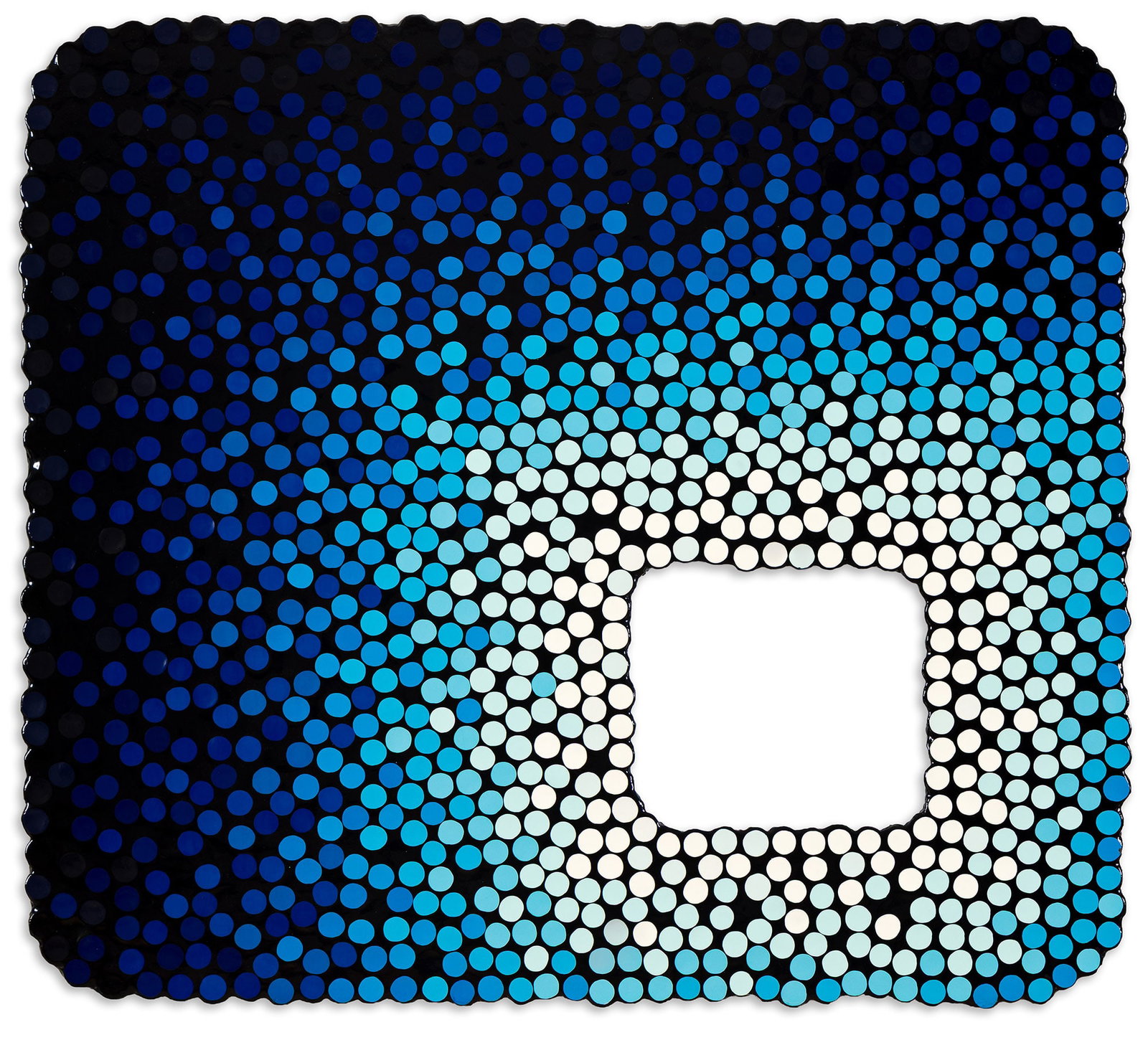 Robert Melee (b. 1966), Unidentified Reproduced Substitution, 2005.: Robert Melee (b. 1966) Unidentified Reproduced Substitution. Beer bottle caps, plaster, and enamel paint on wood, 2005. Signed, titled and dated in blue felt-tip marker, verso. 41 x 46 in. (104.1 x 11