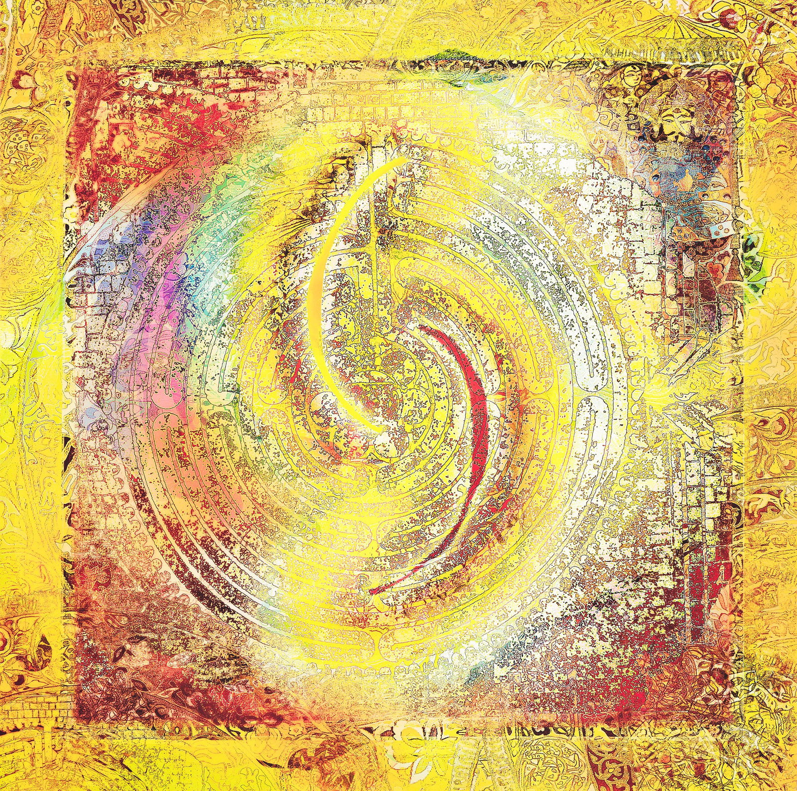 Ilene "IS" Schuster (1948-2016), Prosperity and Abundance from the Sun, 2012.: Ilene "IS" Schuster (1948-2016) Prosperity and Abundance from the Sun. Digital print on canvas, 2012. Signed, titled and dated in felt-tip marker, verso. From Manifestation Series. 39 1/2 x 39 3/4 in.