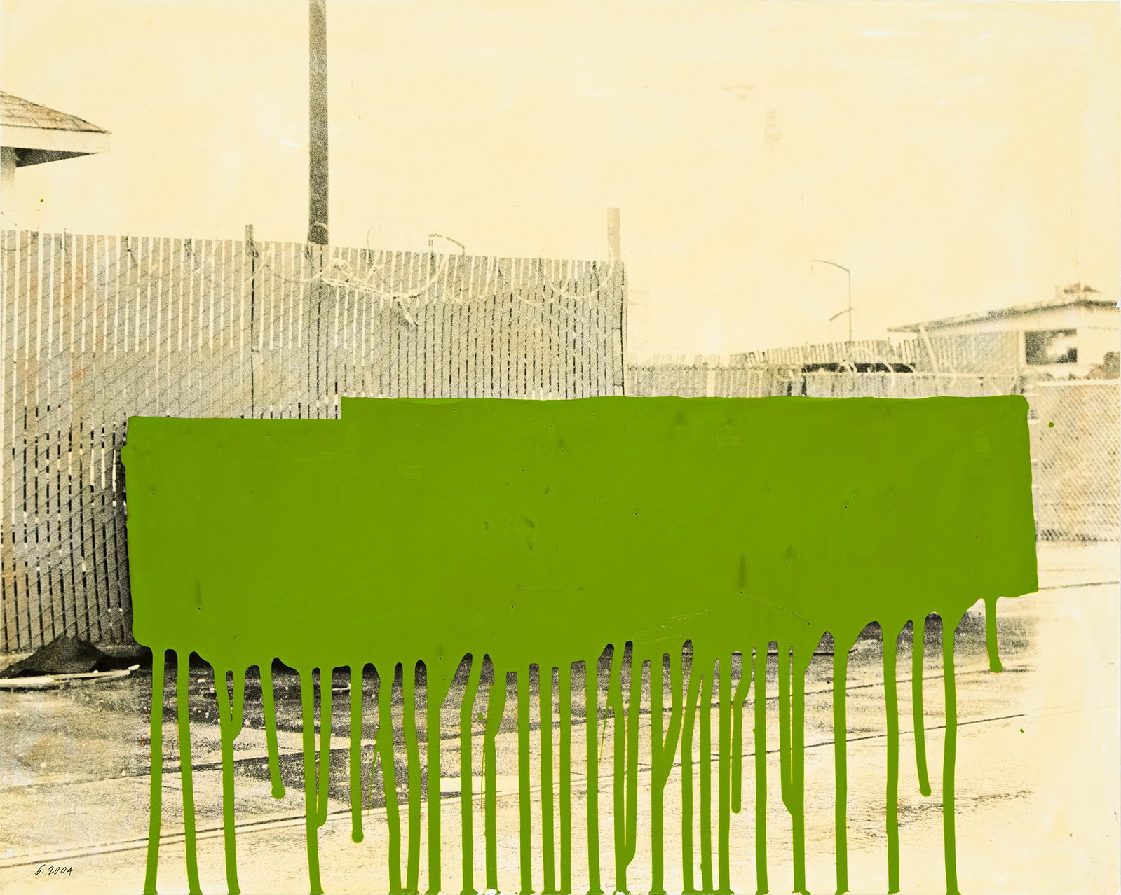 John Beech (b. 1964), Dumpster Drawing #129, 2004.: John Beech (b. 1964) Dumpster Drawing #129. Black and white photograph on aluminum panel with enamel and polyurethane, 2004. Signed and dated in ink on a label, verso. 15 3/4 x 19 3/4 in. (40 x 50.2 c