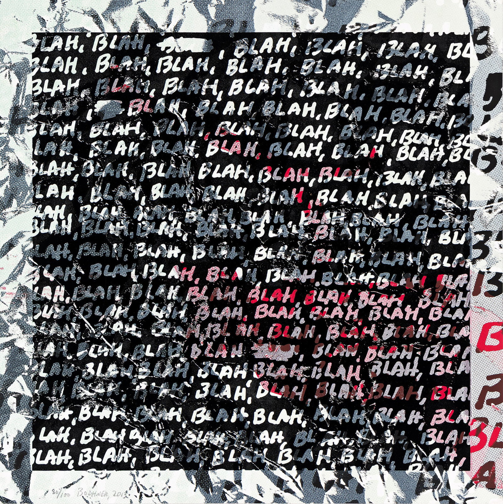 Mel Bochner (b. 1940), "Blah Blah Blah" (+ Background Noise), 2013. (1 of 2)