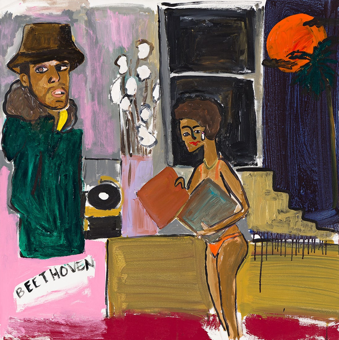 Cassi Namoda (b. 1988), Man of My Dreams, 2017.: Cassi Namoda (b. 1988) Man of My Dreams. Acrylic on canvas, 2017. Signed, dated and dedicated in felt tip pen, verso. 36 x 36 in. (91.4 x 91.4 cm.) Frame: 37 x 37 in. (94 x 94 cm.) Additio