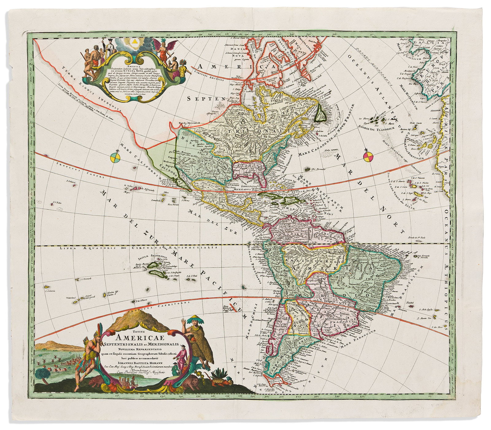 (AMERICAS.) Johann Baptist Homann. Totius Americae Septentrionalis et Meridionalis Novissima (1 of 1)