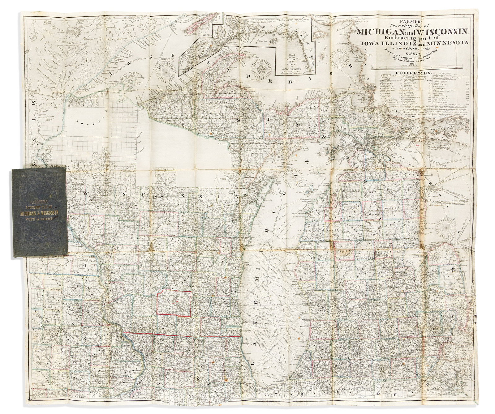 (AMERICAN MIDWEST.) John Farmer. Farmer's Township Map of Michigan and Wisconsin, Embracing Part of (1 of 1)