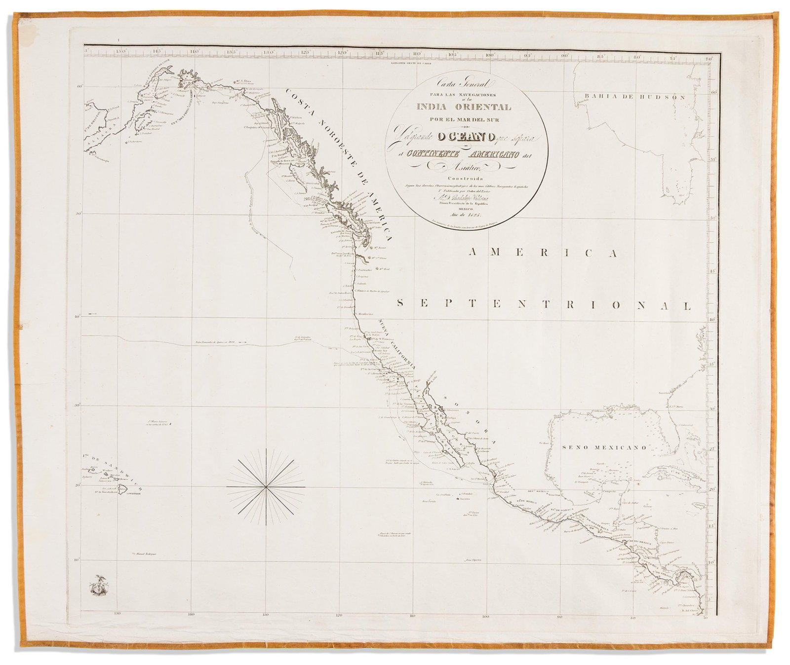 (AMERICAN PACIFIC COAST.) Jose Espinosa y Tello. Carta General para las Navegaciones a la India (1 of 1)