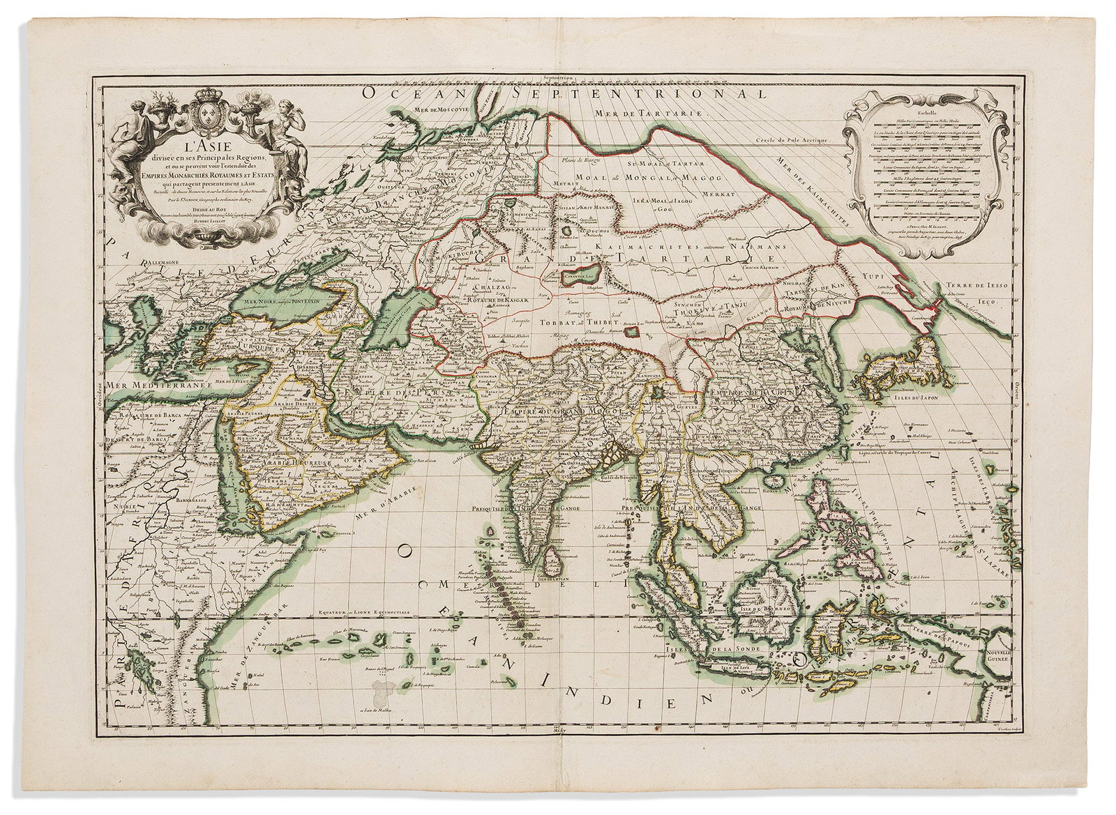(ASIA.) Alexis-Hubert Jaillot; after Nicolas Sanson. L'Asie Divisee en ses Principales Regions.: (ASIA.) Alexis-Hubert Jaillot; after Nicolas Sanson. L'Asie Divisee en ses Principales Regions. Paris, 1695 Double-page engraved map of the Asian continent. 21x29 inches sheet size, wide margins; orig