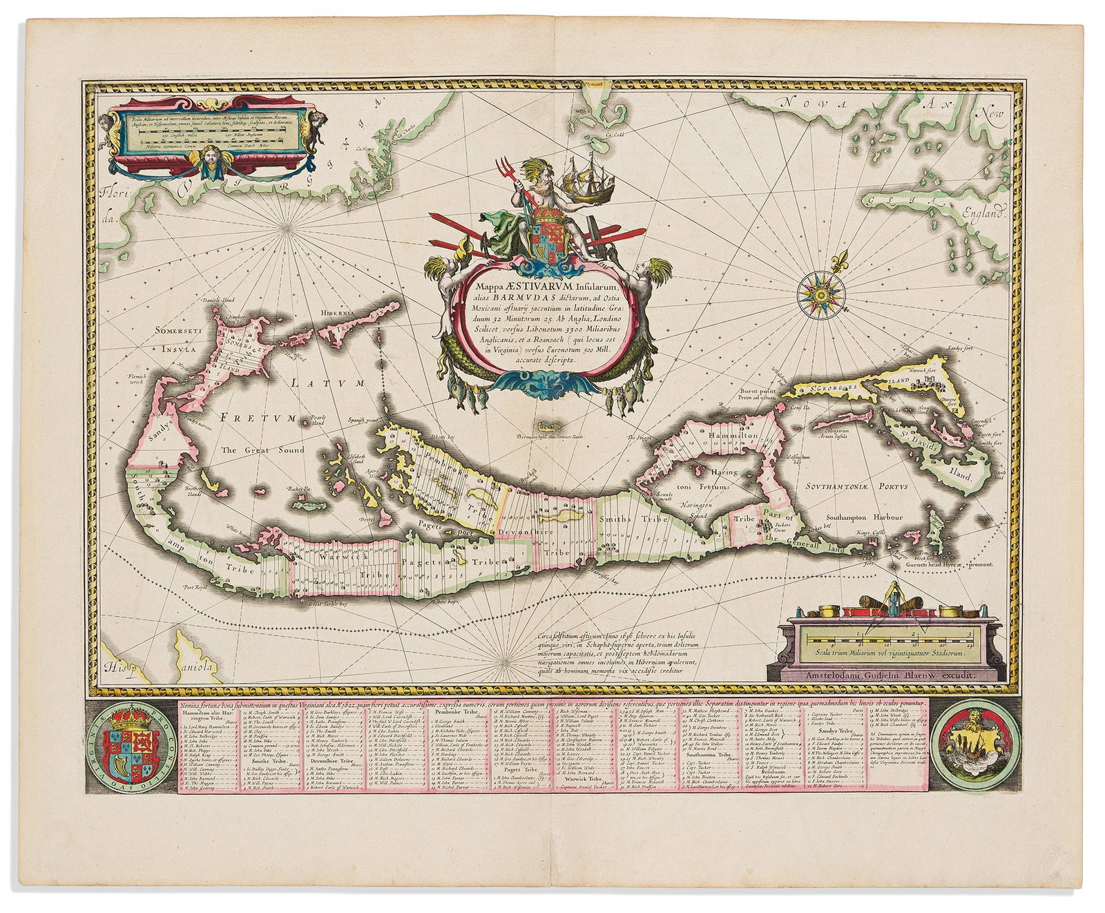 (BERMUDA.) Willem Blaeu. Mappa Aestivarum Insularum, Alias Barmudas. Amsterdam, circa 1635 (1 of 1)