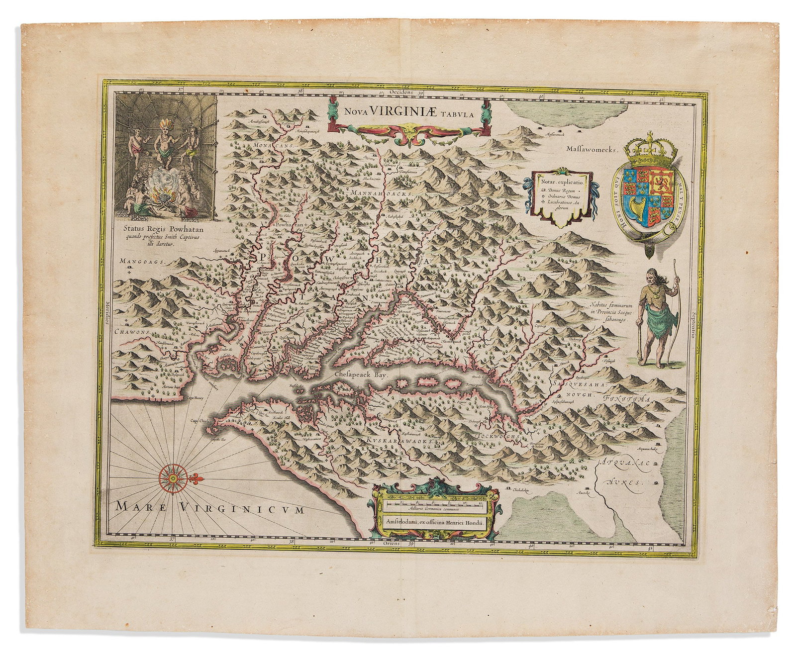 (CHESAPEAKE.) Henricus Hondius. Nova Virginiae Tabula. Amsterdam, 1647 (1 of 1)
