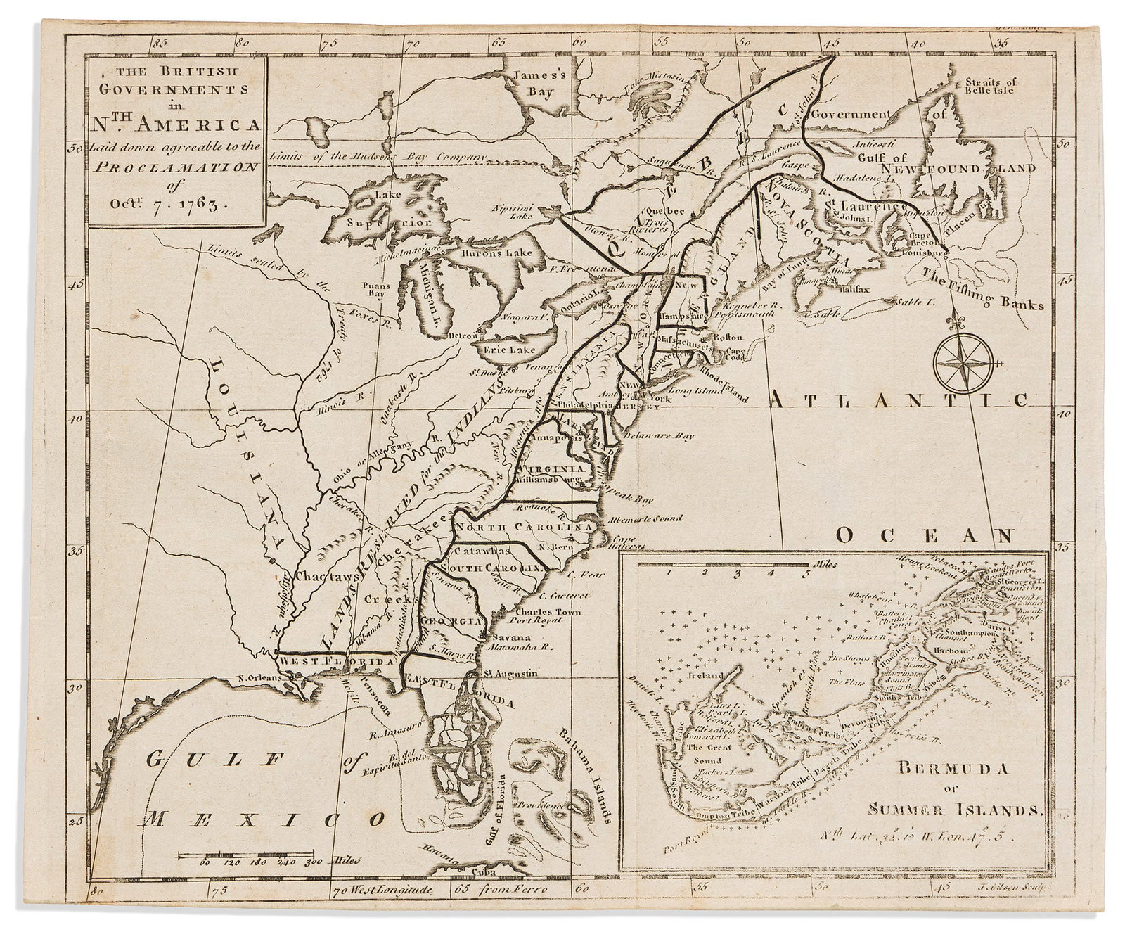 (COLONIAL NORTH AMERICA.) John Gibson, engraver. The British Governments in Nth. America Laid Down: (COLONIAL NORTH AMERICA.) John Gibson, engraver. The British Governments in Nth. America Laid Down Agreeable to the Proclamation of Octr. 7, 1763. London: Gentleman's Magazine, 1763 Small engraved fol