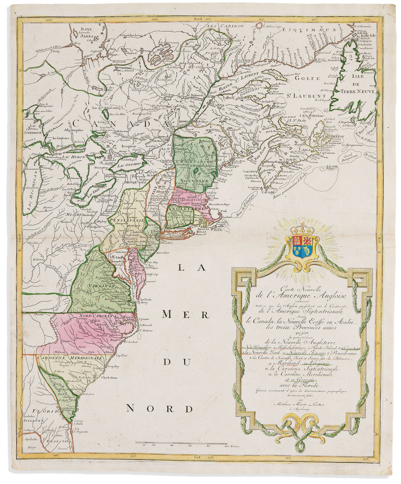 (COLONIAL NORTH AMERICA.) Mathias Albrecht Lotter. Carte Nouvelle de L'Amerique Angloise... les (1 of 1)