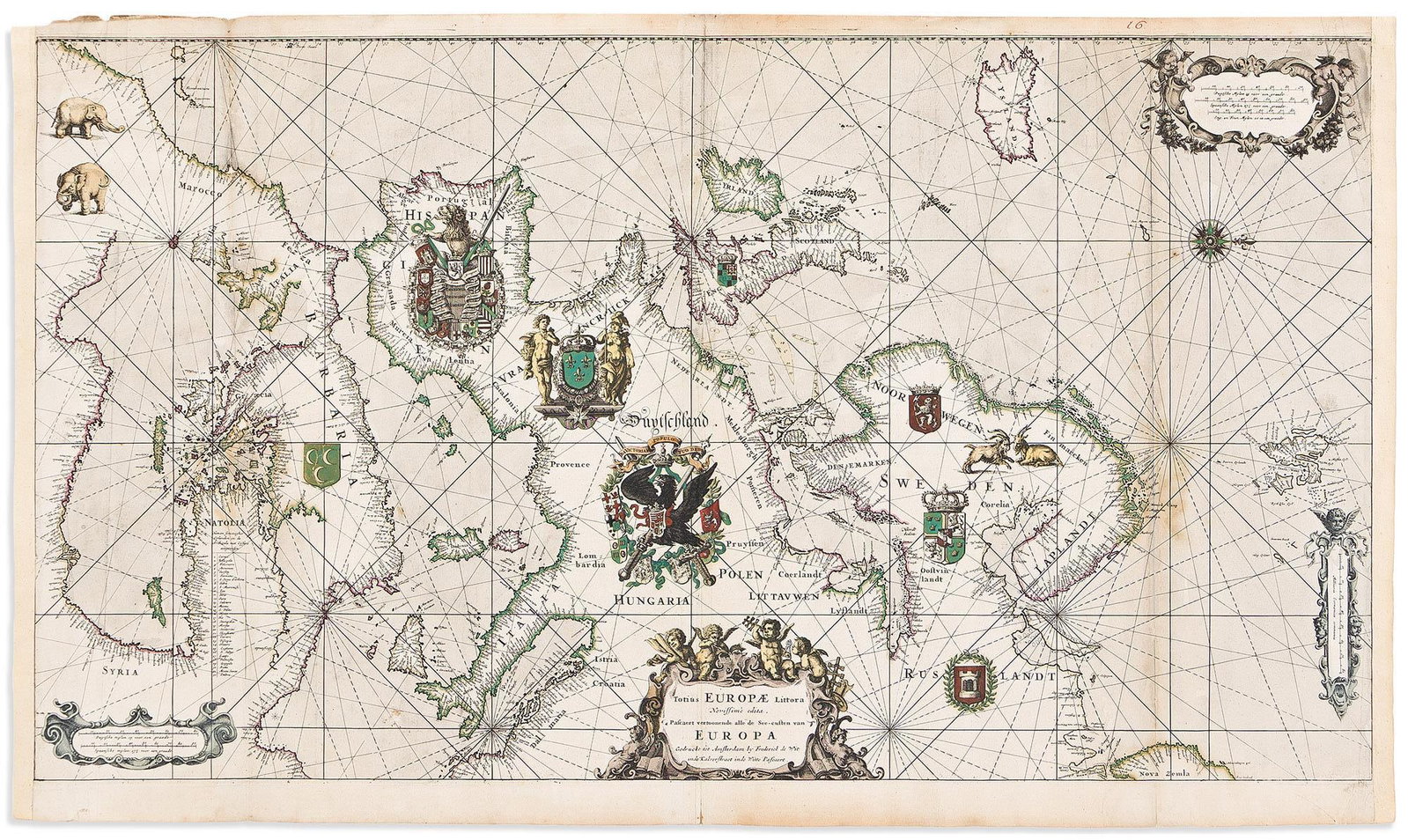 (EUROPE.) Frederick De Wit. Totius Europae Littora Novissime Edita. Pascaert Vertoonende alle de (1 of 1)