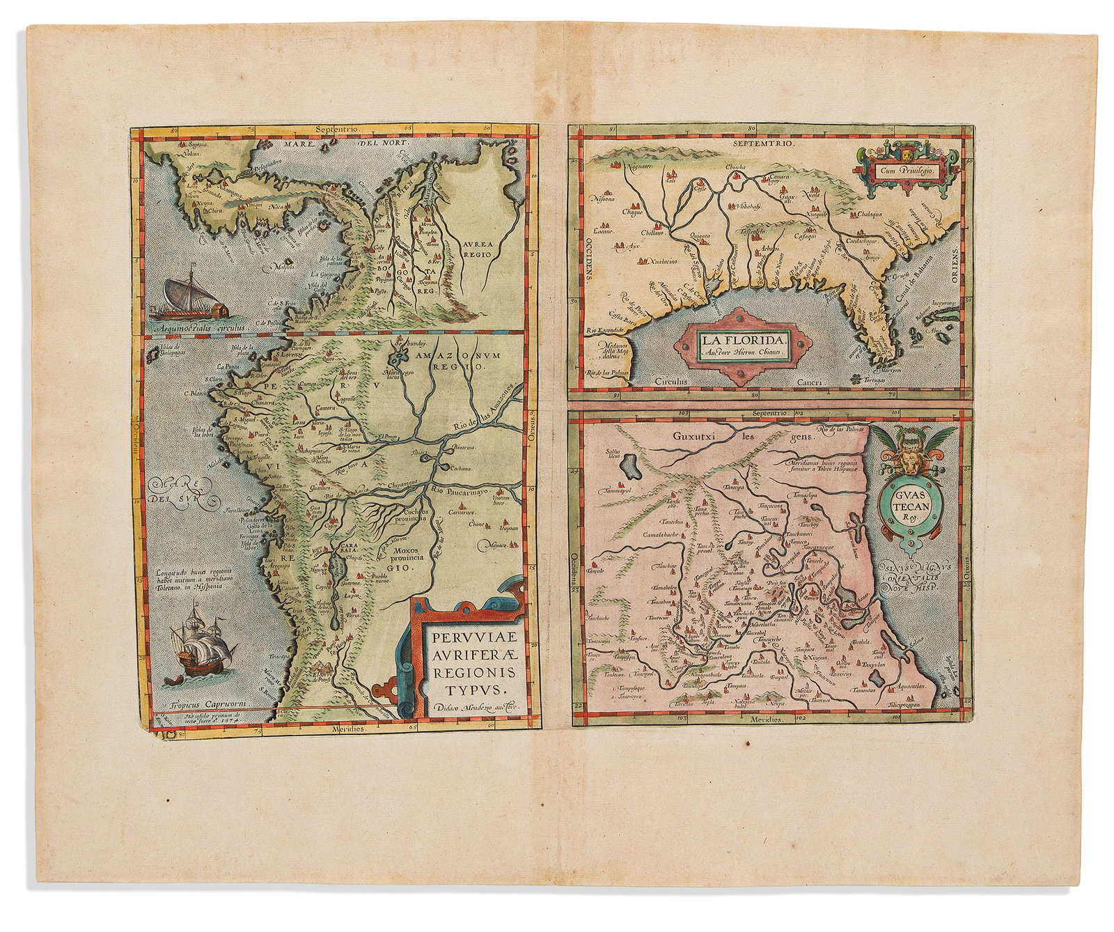 (FLORIDA.) Abraham Ortelius. La Florida / Guastecan / Peruviae. Antwerp, 1609 (1 of 1)