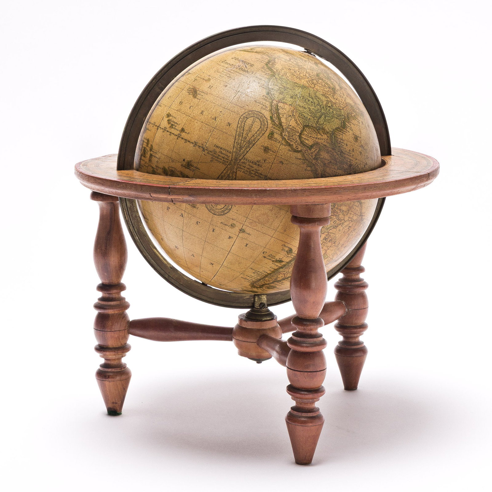 (GLOBES.) Gilman Joslin. Joslin's Six Inch Terrestrial Globe, Containing the Latest Discoveries. (1 of 3)