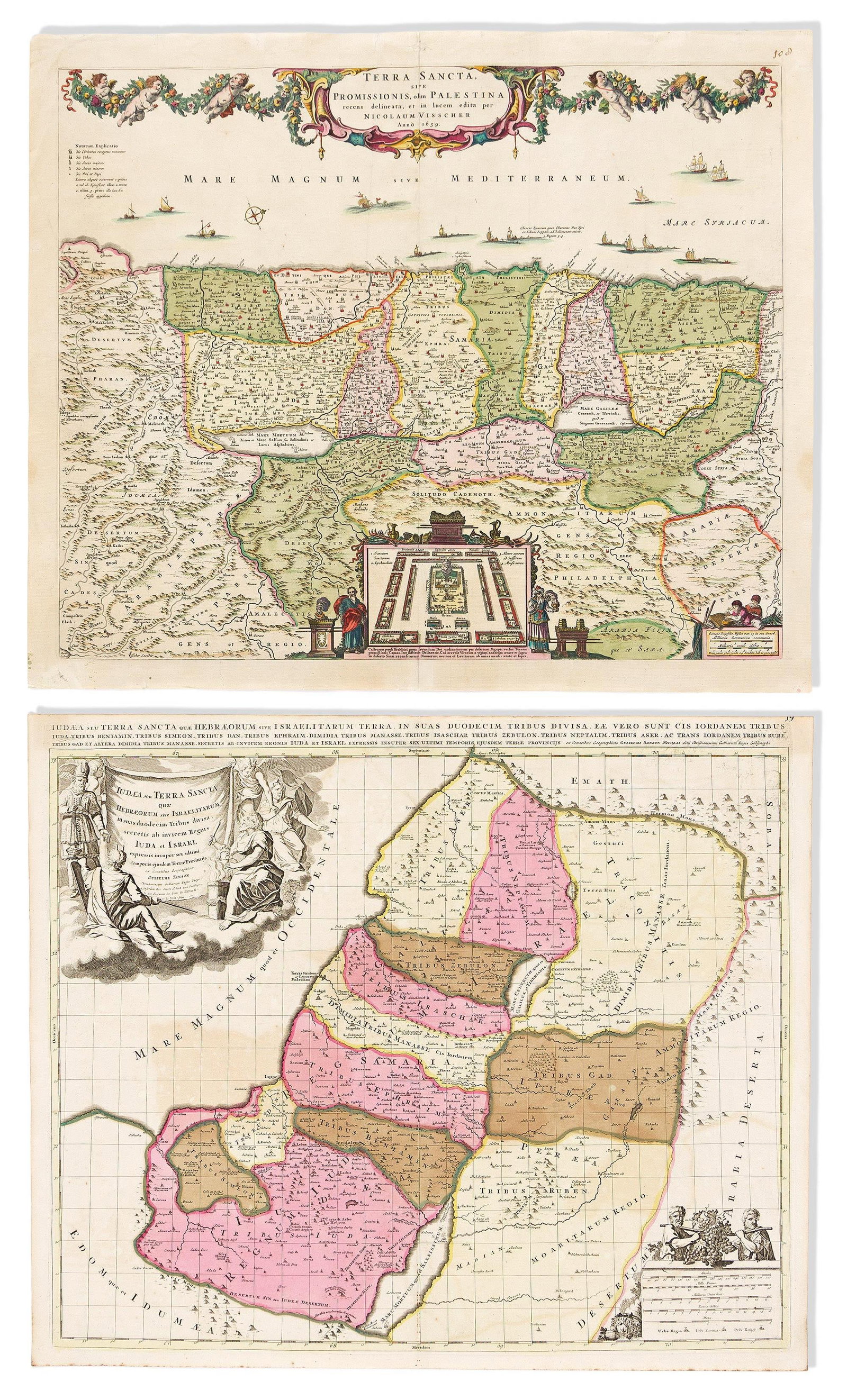 (HOLY LAND.) Group of 5 seventeenth-eighteenth-century engraved maps. Vp, vd (1 of 2)