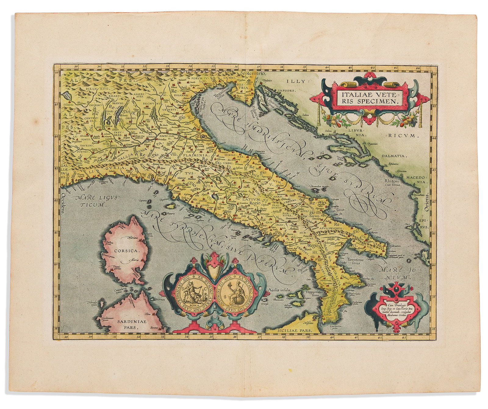 (ITALY.) Abraham Ortelius. Italiae Veteris Specimen. Antwerp, 1608 or 1612 (1 of 1)