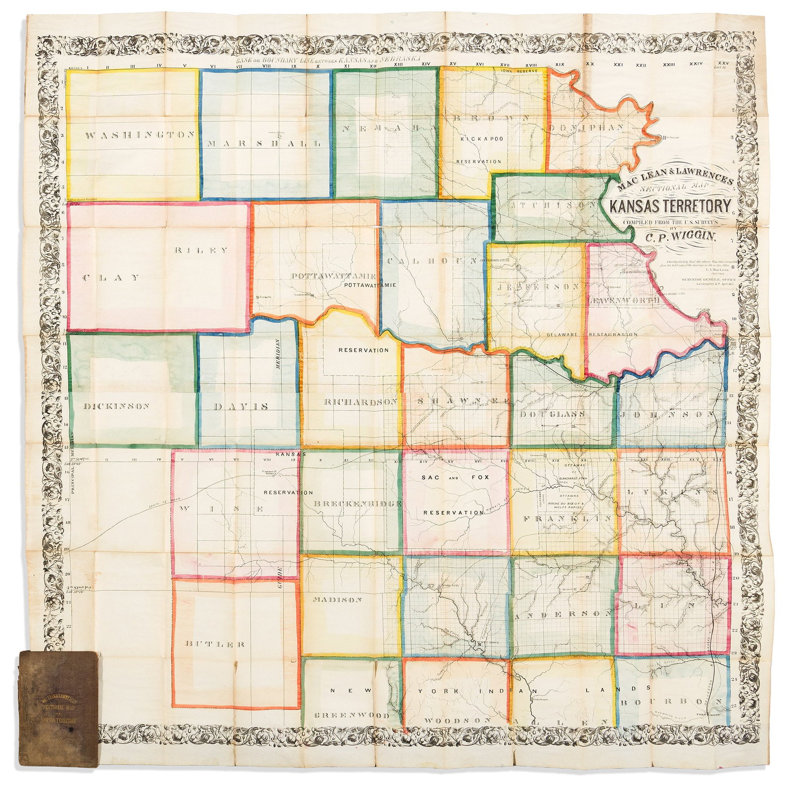 (KANSAS TERRITORY.) C.P. Wiggin. MacLean & Lawrences Sectional Map of Kansas Territory. Pittsburgh, (1 of 1)