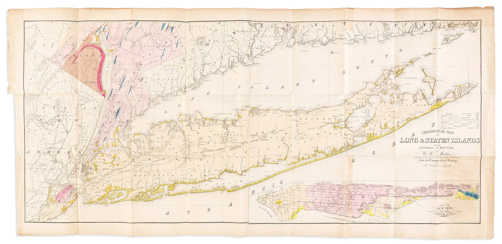 (LONG ISLAND.) William Mather; and J. Calvin Smith. Geological Map of Long & Staten Islands with the (1 of 1)