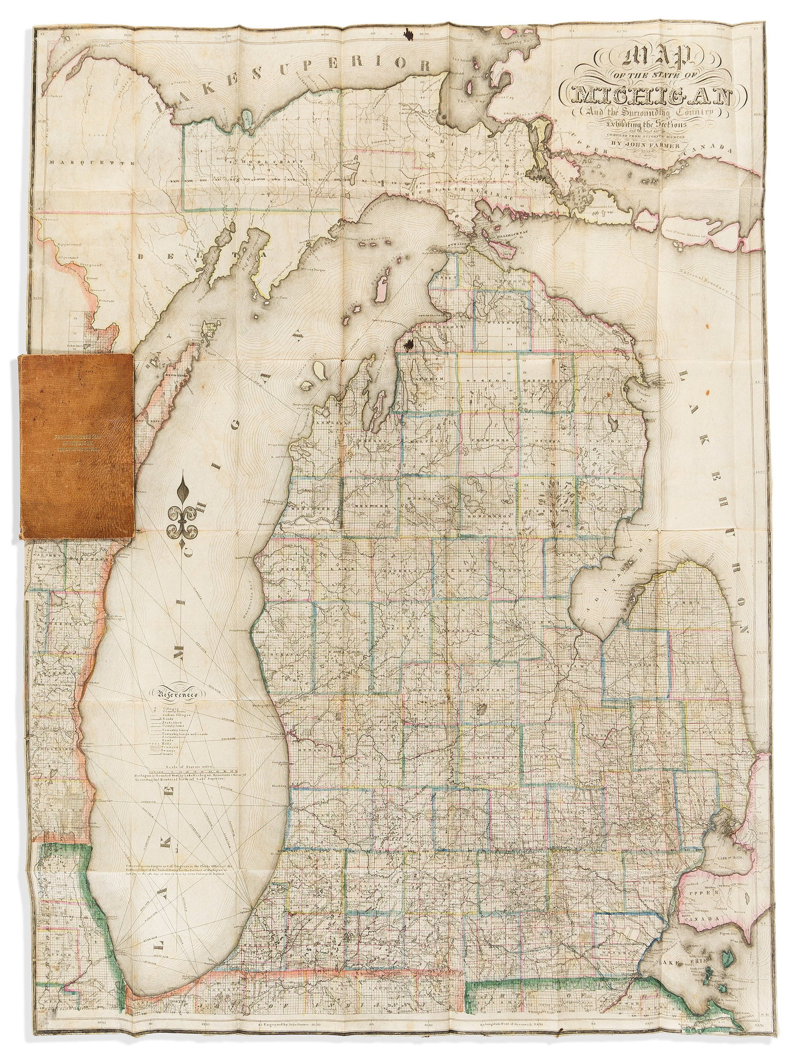 (MICHIGAN.) John Farmer. Map of the State of Michigan and the Surrounding Country Exhibiting the (1 of 1)