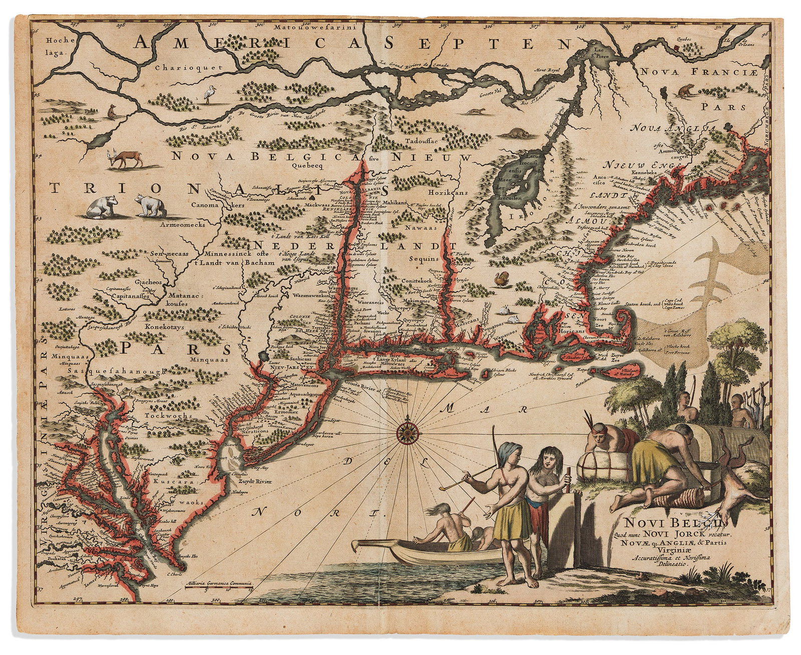 (NEW ENGLAND.) Arnoldus Montanus; or John Ogilby. Novi Belgii Quod Nunc Novi Jorck Vocatur, (1 of 1)