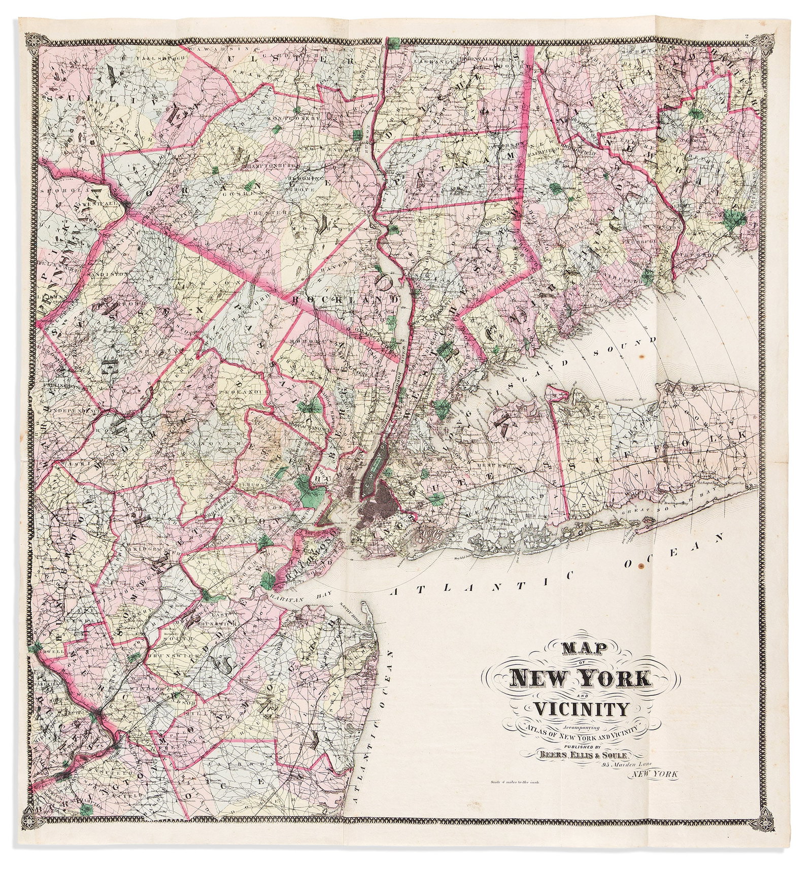 (NEW YORK CITY.) F.W. Beers. Map of New York and Vicinity. 401096-3 (1 of 1)