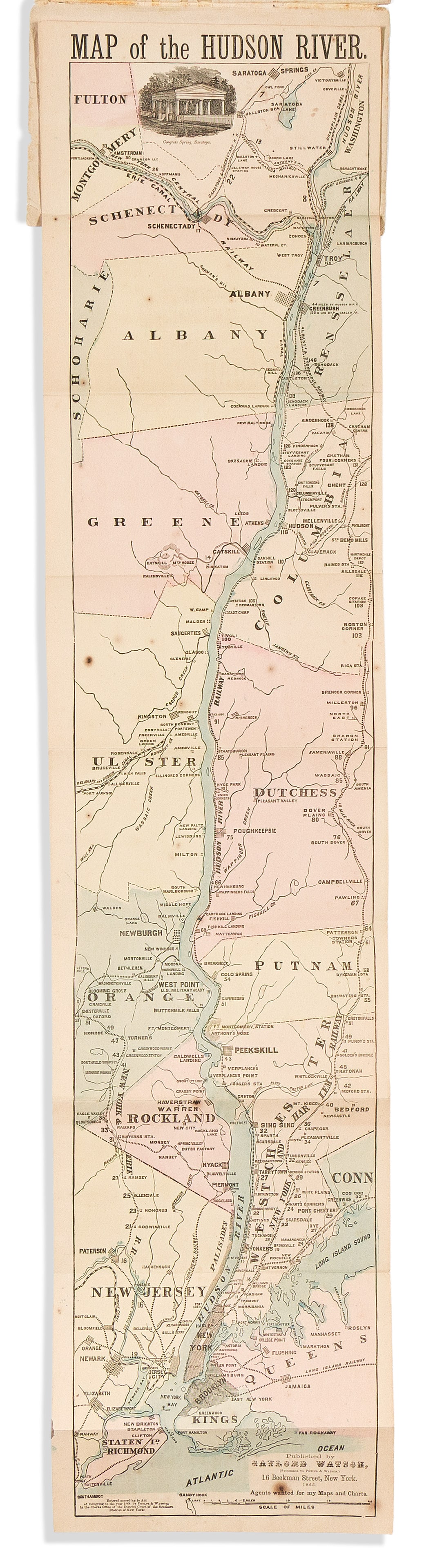 (NEW YORK CITY.) Gaylord Watson. The Traveller's Steamboat and Railroad Guide to the Hudson River (1 of 2)