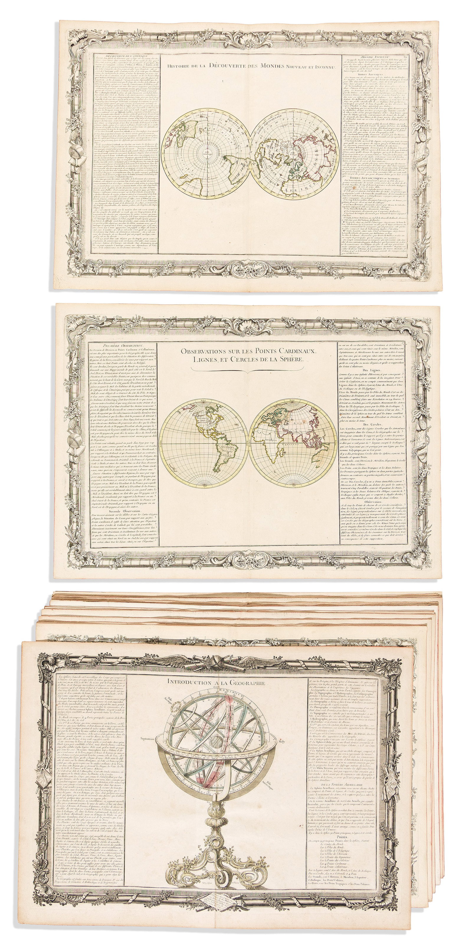 (SCIENCE.) Claude Buy de Mornas; and Louis Charles Desnos. Group of 21 decorative maps and (1 of 1)
