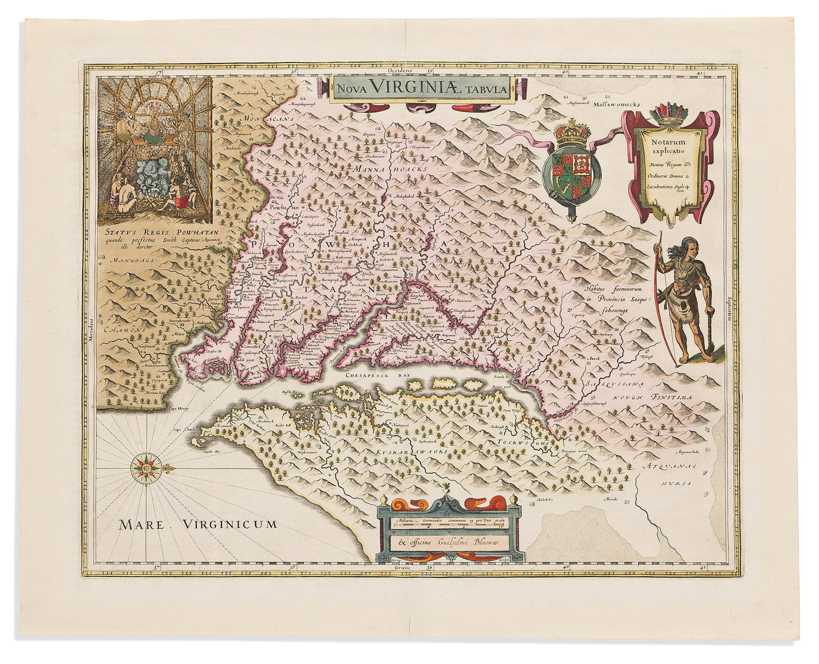 (VIRGINIA.) Willem Blaeu. Nova Virginiae Tabula. Amsterdam, 1662 (1 of 1)