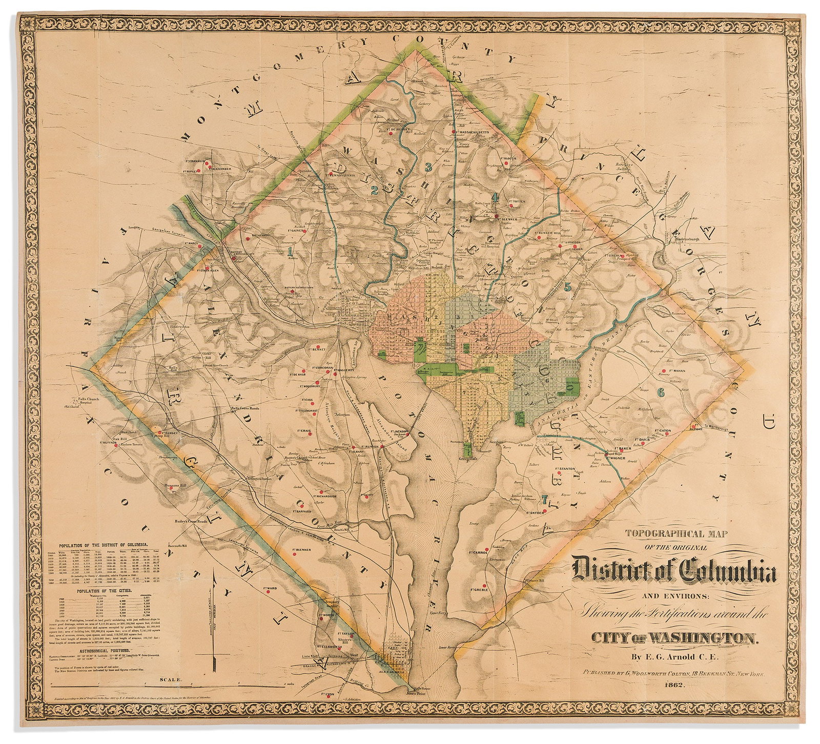 (WASHINGTON, D.C.) E.G. Arnold. Topographical Map of the Original District of Columbia and Environs: (1 of 1)