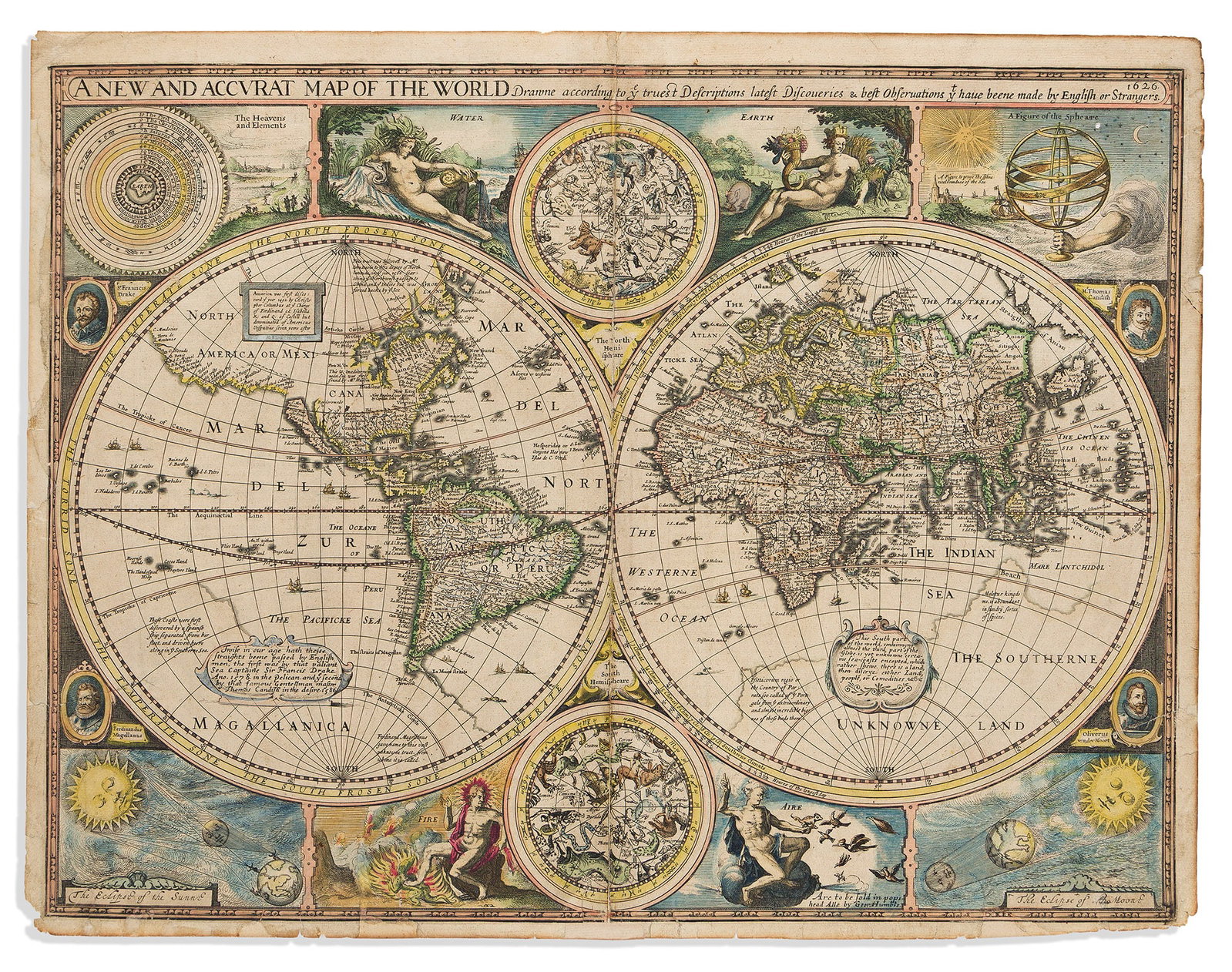 (WORLD.) John Speed. A New and Accurat Map of the World. London: George Humble, 1626 [1627] (1 of 1)