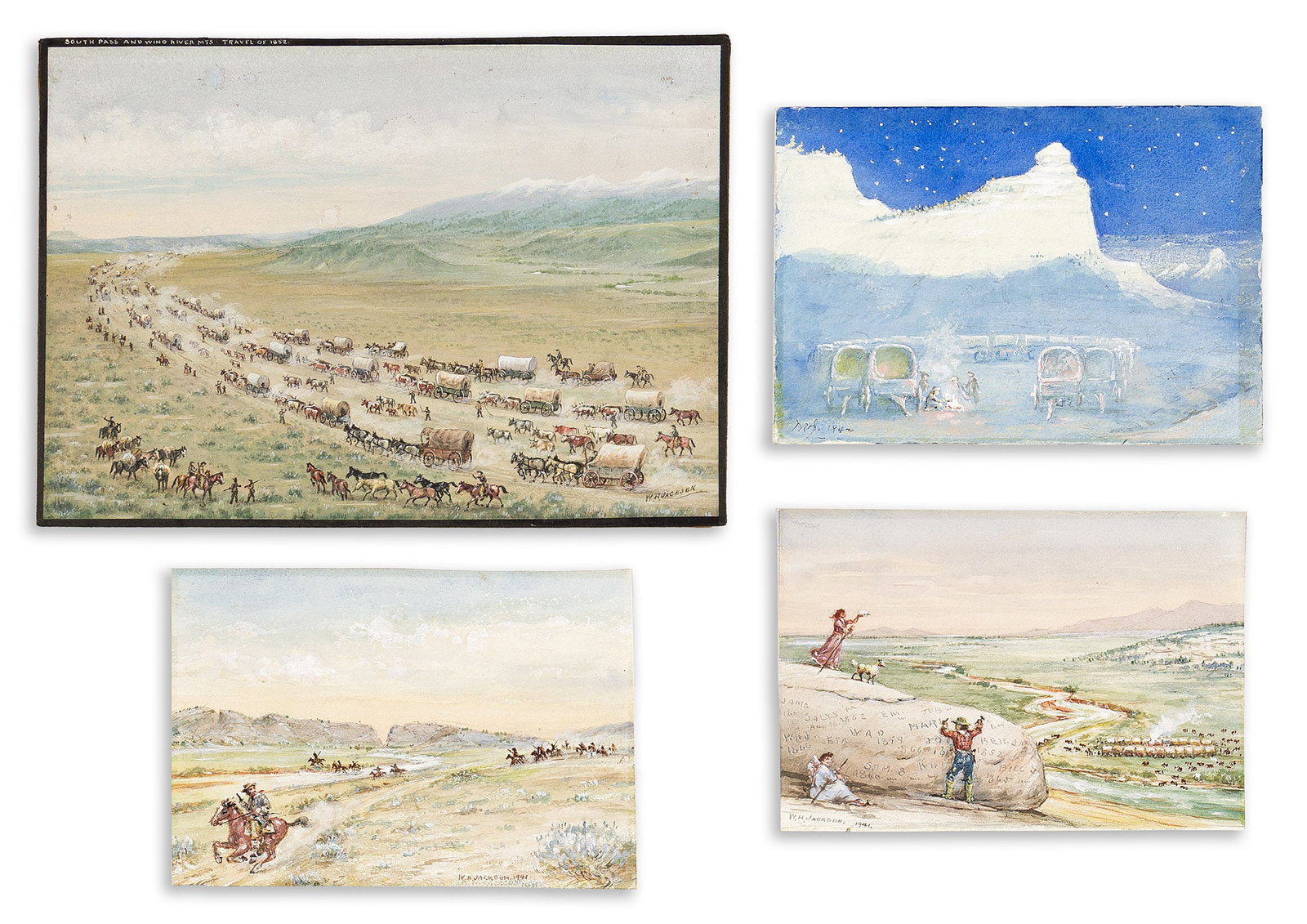 (AMERICAN WEST.) William Henry Jackson. Group of 8 ink and watercolor drawings, together with a (1 of 2)