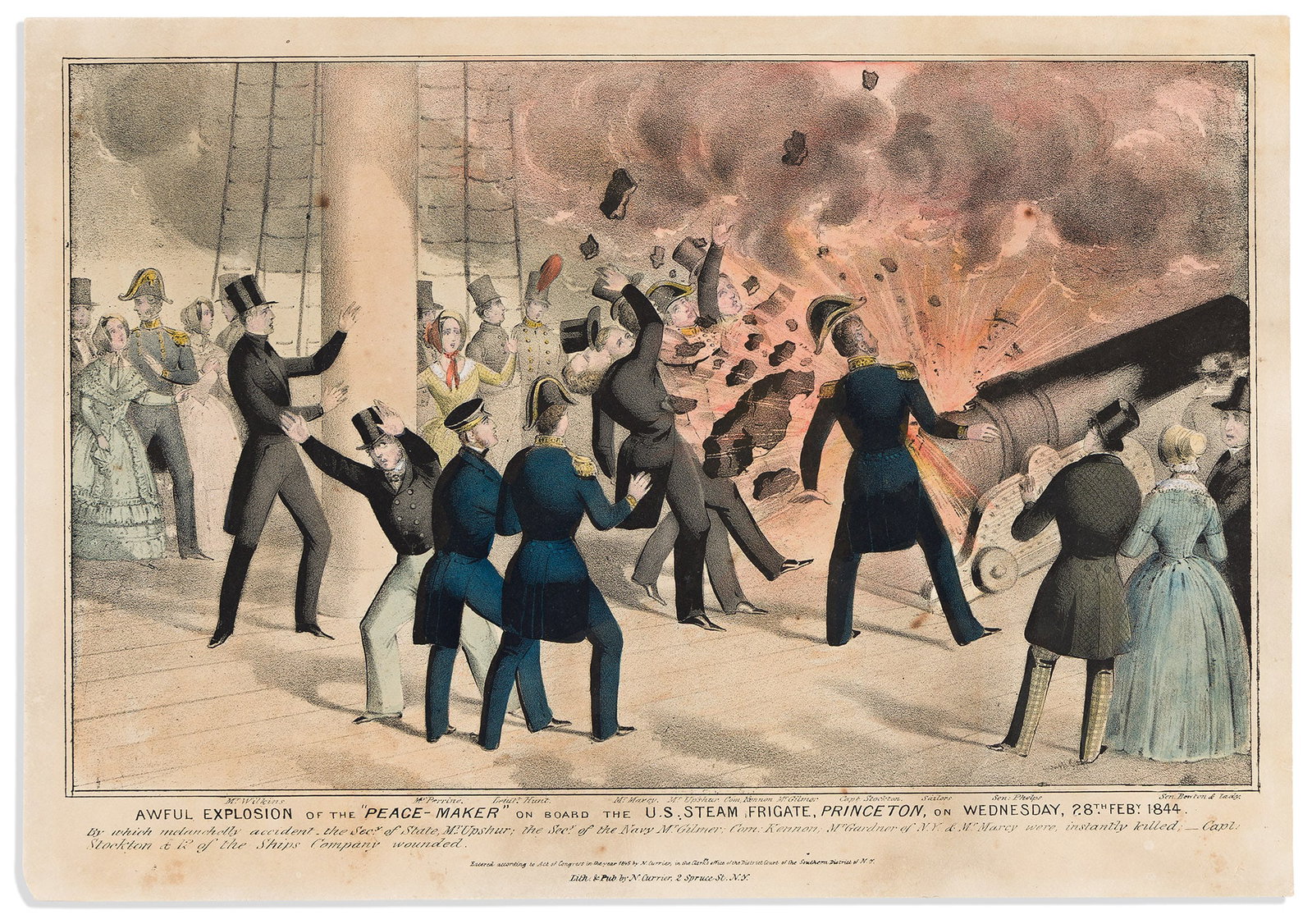 (NAVAL DISASTER.) Nathaniel Currier. Awful Explosion of the "Peace-Maker" on Board the U.S. Steam (1 of 1)
