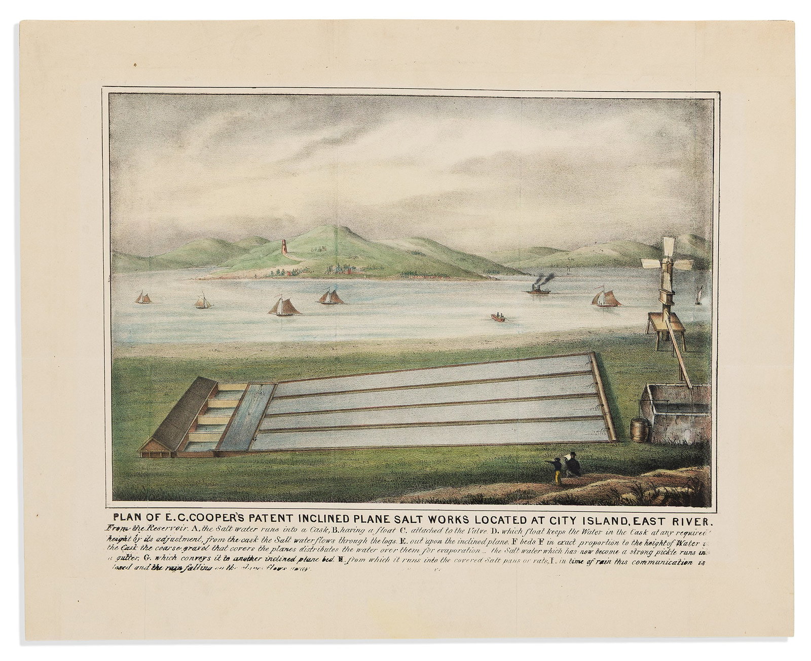(NEW YORK CITY -- INDUSTRY.) Plan of E.C. Cooper's Patent Inclined Plane Salt Works Located at City (1 of 1)