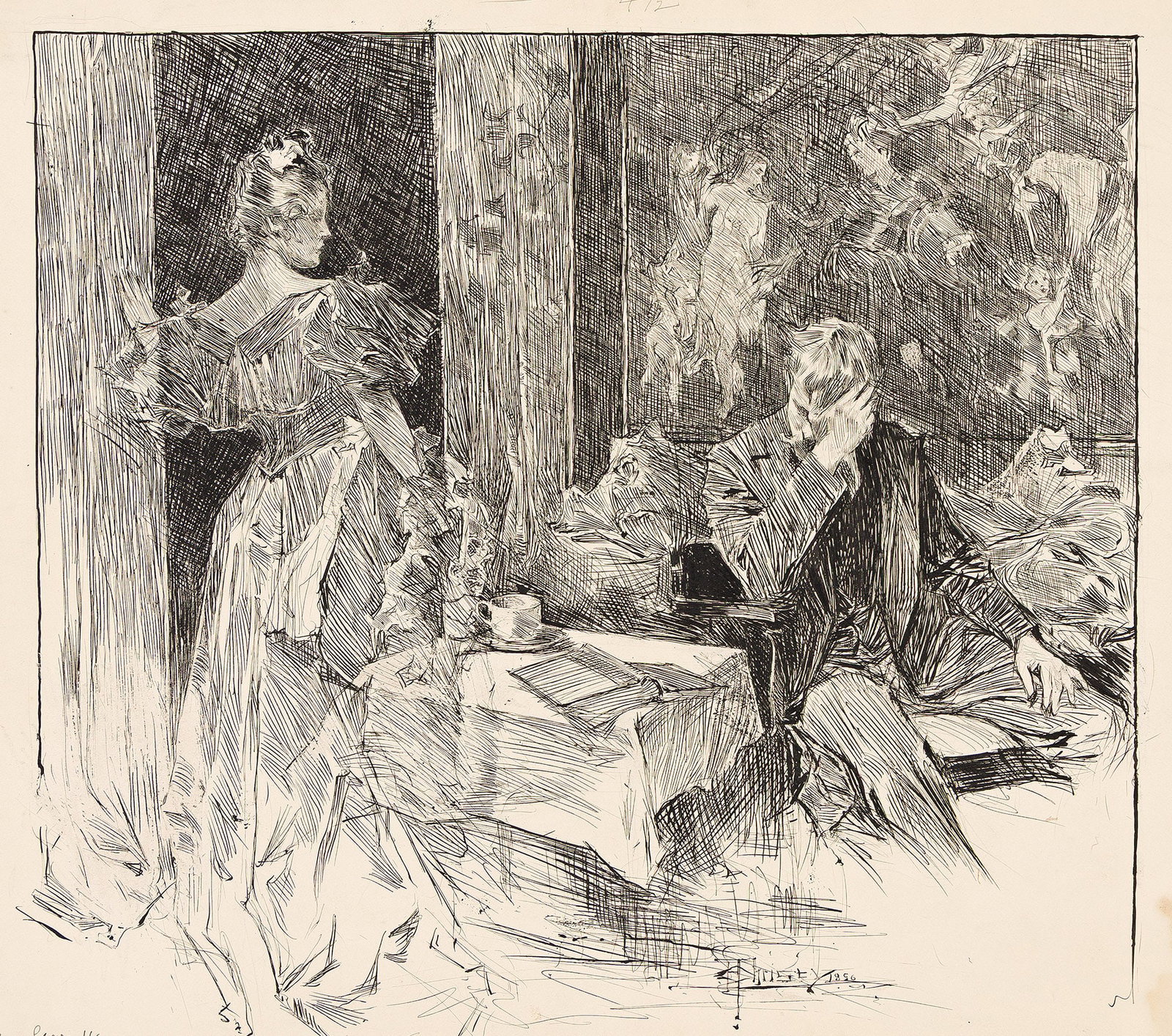 Howard Chandler Christy, (1873-1952), "How my Lord would struggle to forget her!" 1896. (1 of 2)