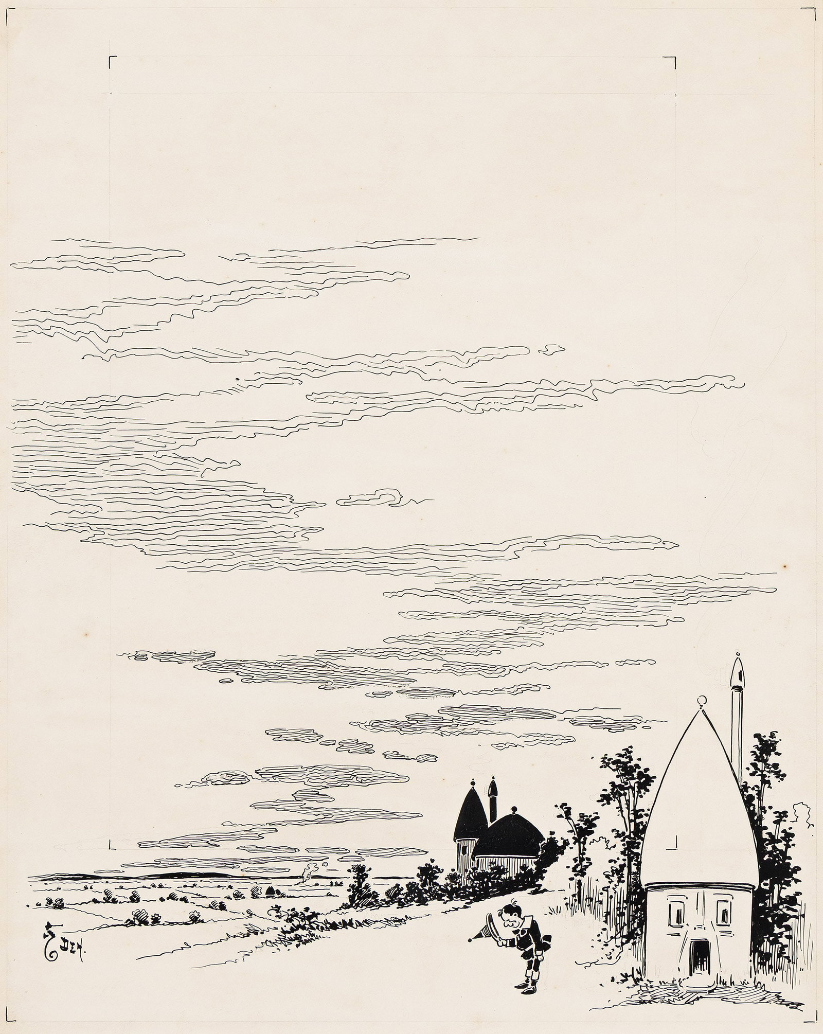 William Wallace Denslow, (1856-1915), 1st edition, Wizard of Oz. "Once in a while she would pass a (1 of 2)