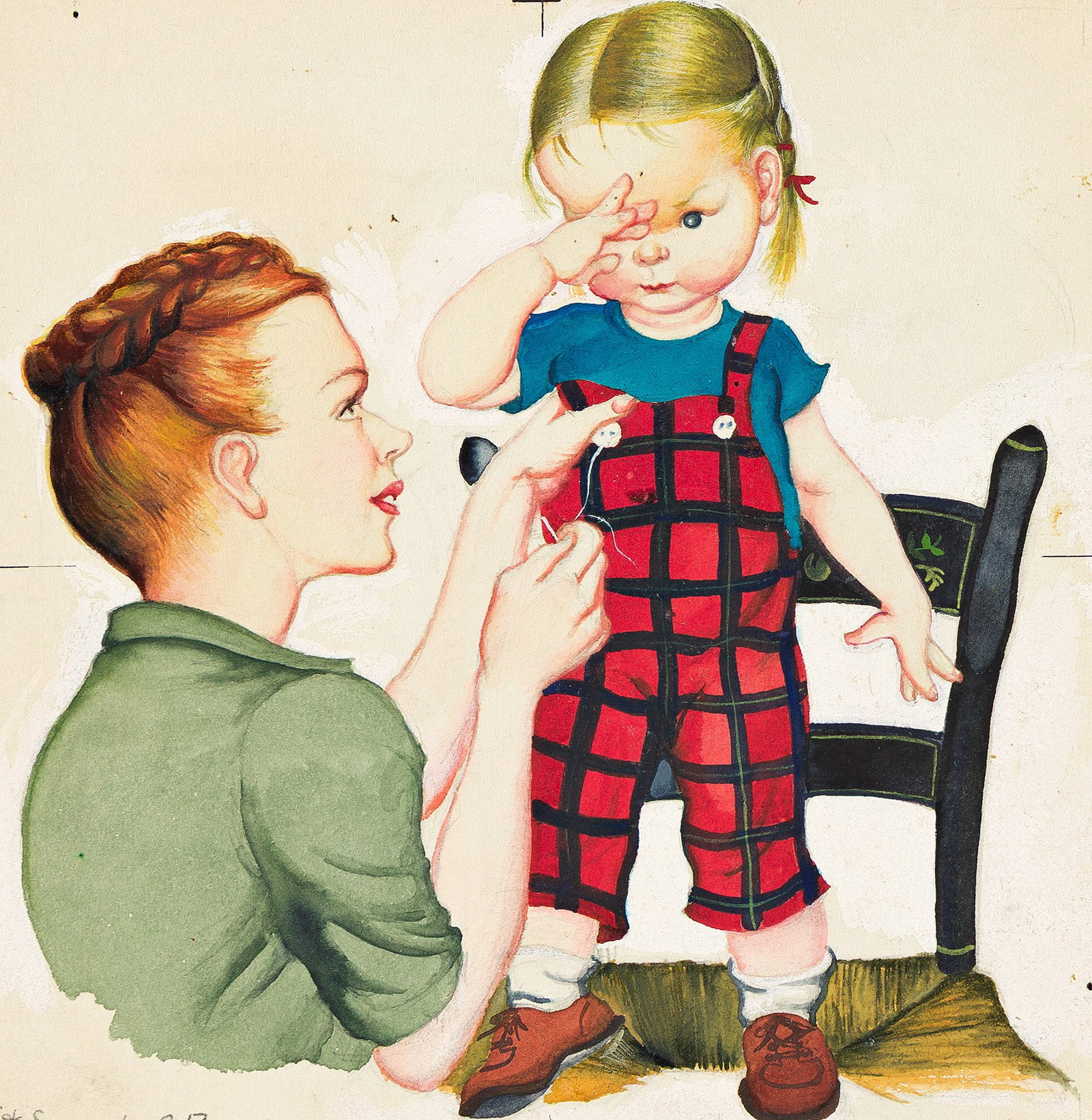 Eloise Wilkins, (1904-1987), "So her mother sewed the button on tight." 1947. (1 of 2)
