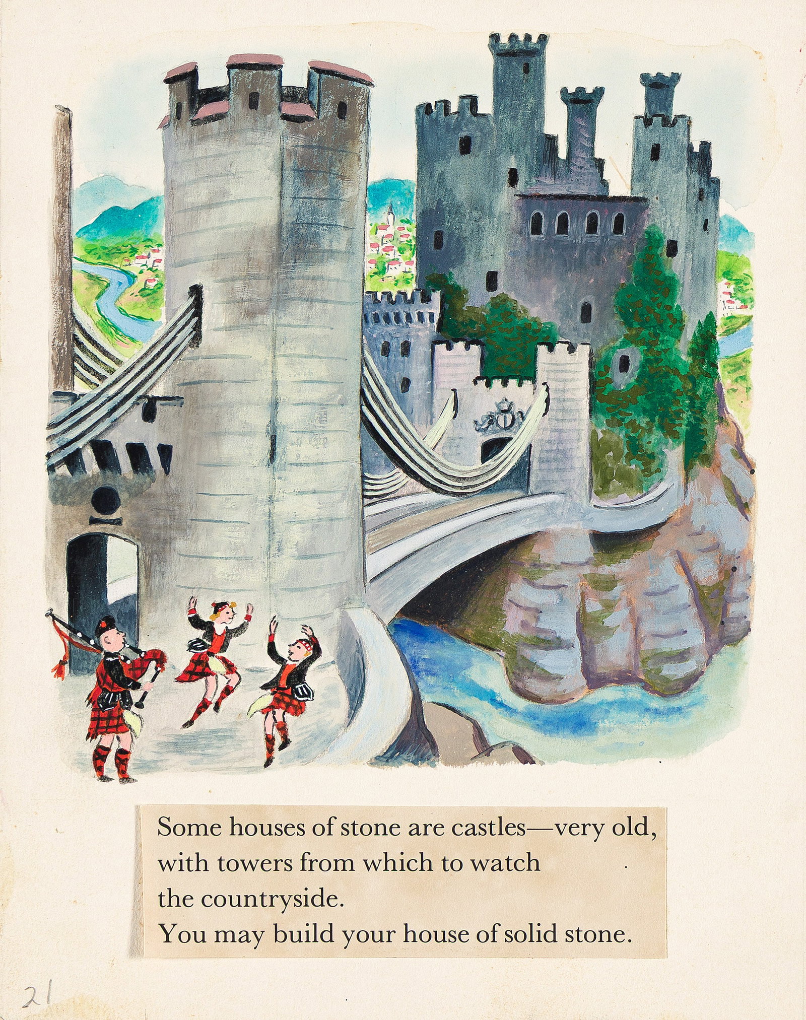 Tibor Gergely, (1900-1978), "Some houses of stone are castles..." 1955. (1 of 1)