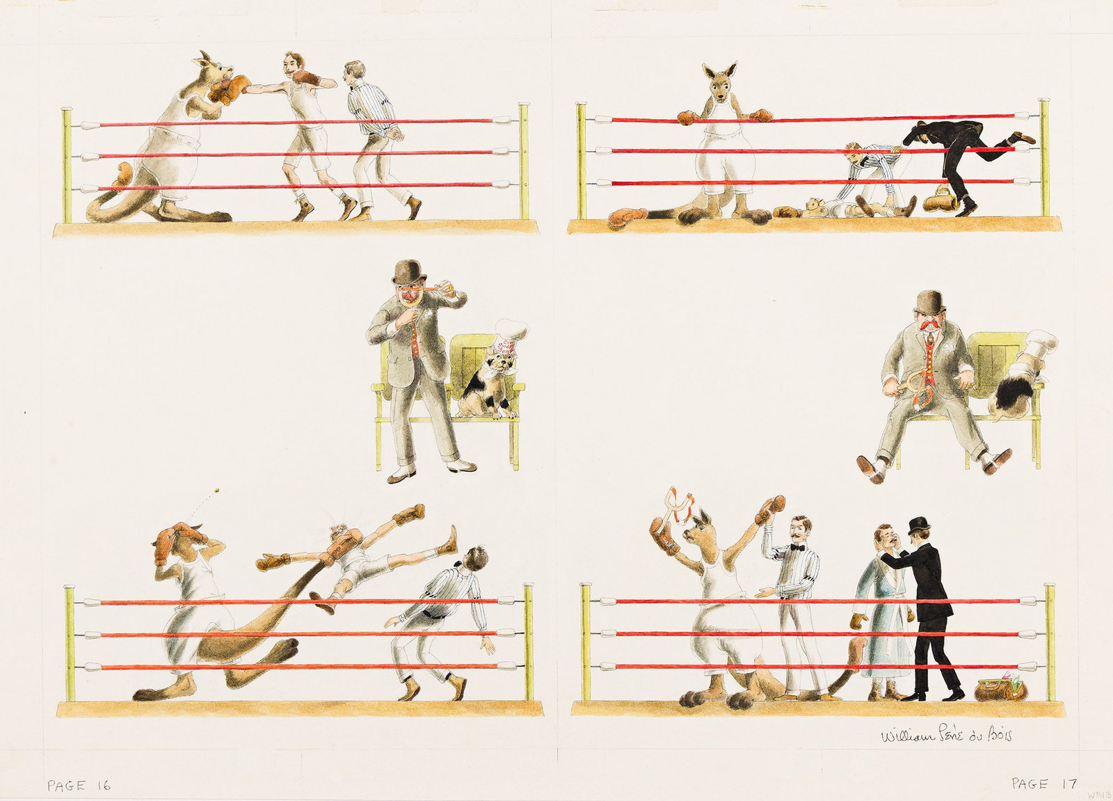 William Pène du Bois, (1916-1993), Boxing match. 1978. (1 of 2)