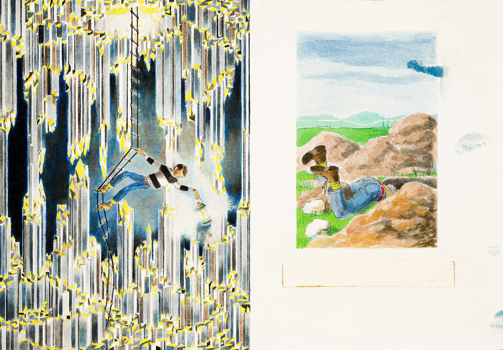 William Pène du Bois, Ladder down the crystal cave and Digging in the mounds. 1970. (1 of 2)