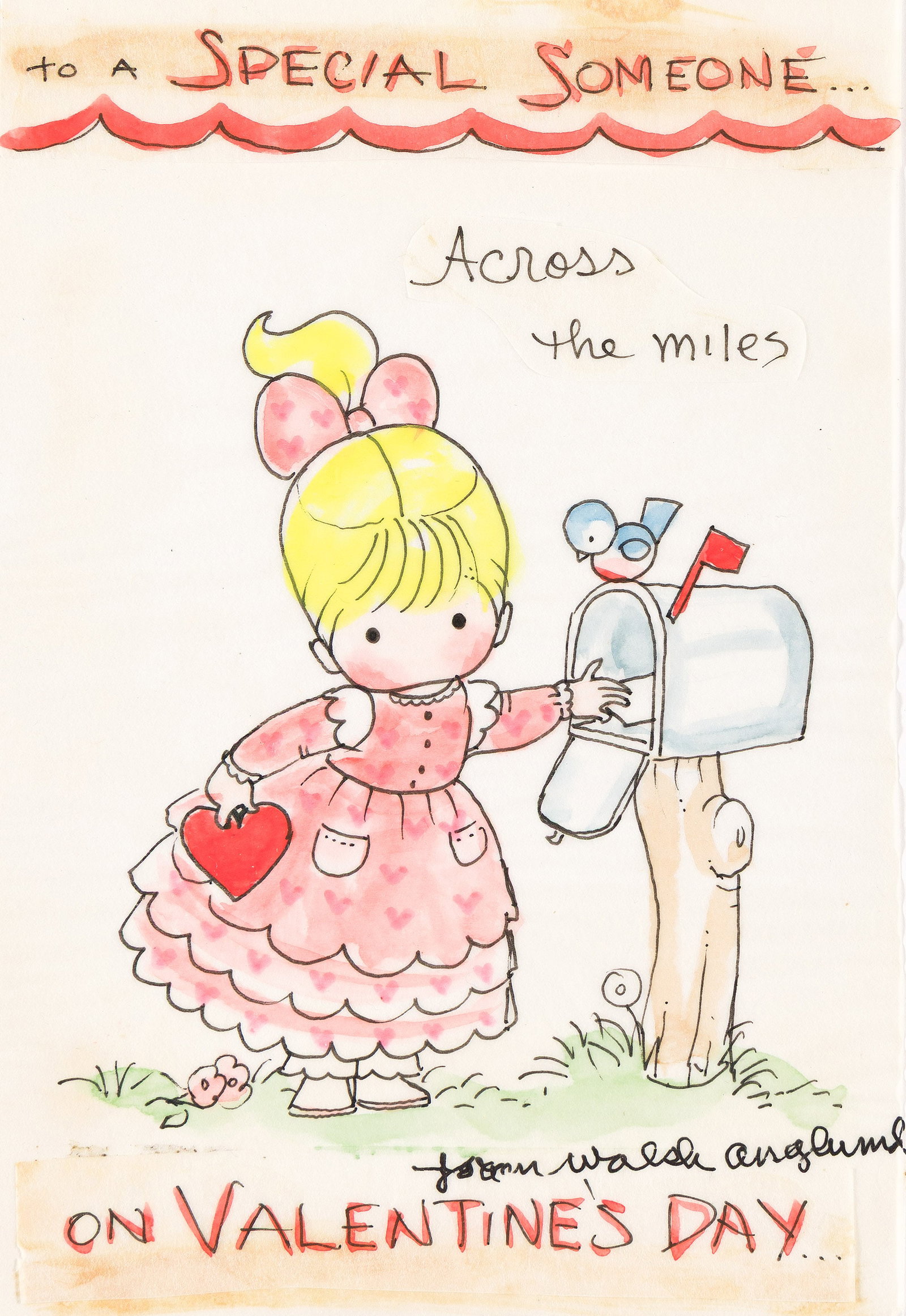 Joan Walsh Anglund, (1926-2021), "Across the Miles." Circa 1970. (1 of 2)
