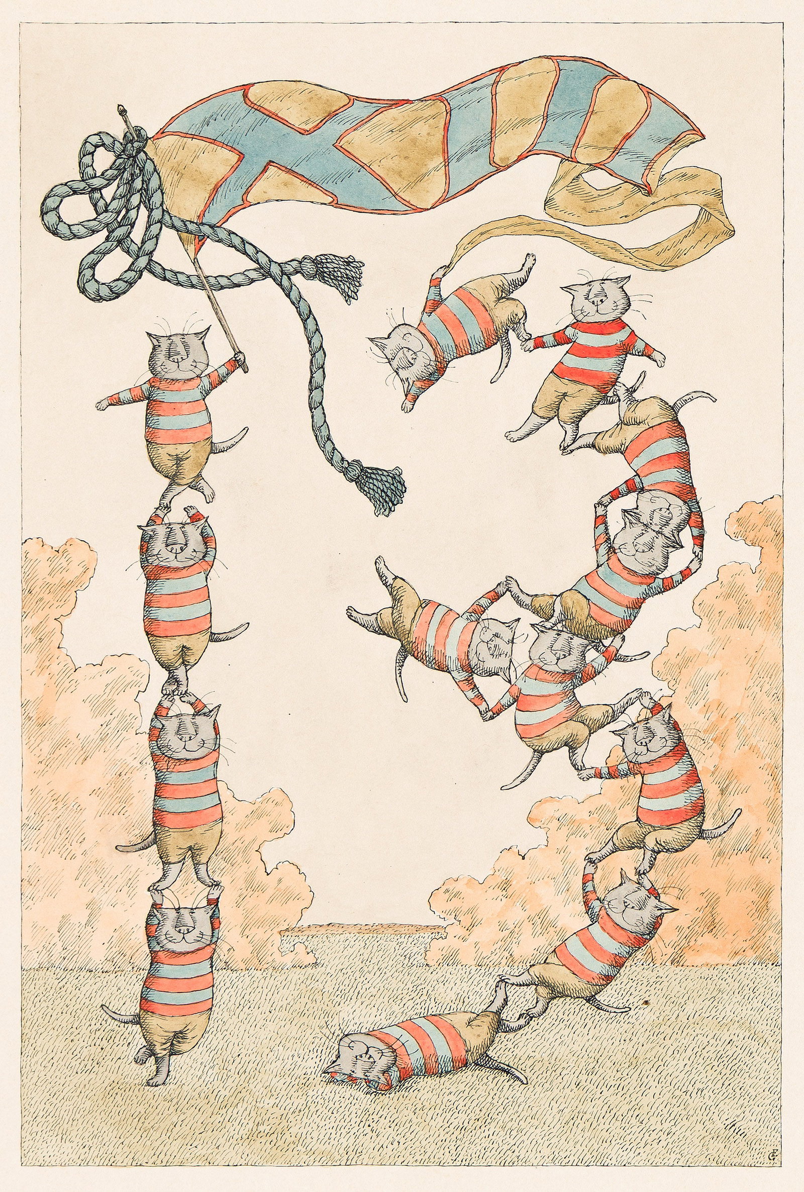Edward Gorey, (1925-2000), Thirteen. Circa 1990.: Edward Gorey (1925-2000) Thirteen. Circa 1990. Ink and watercolor on paper. Initialed in lower right. An auction label is adhered to the back of the frame. 11 1/2 x 8 in. (29.2 x 20.3 cm.) Ad