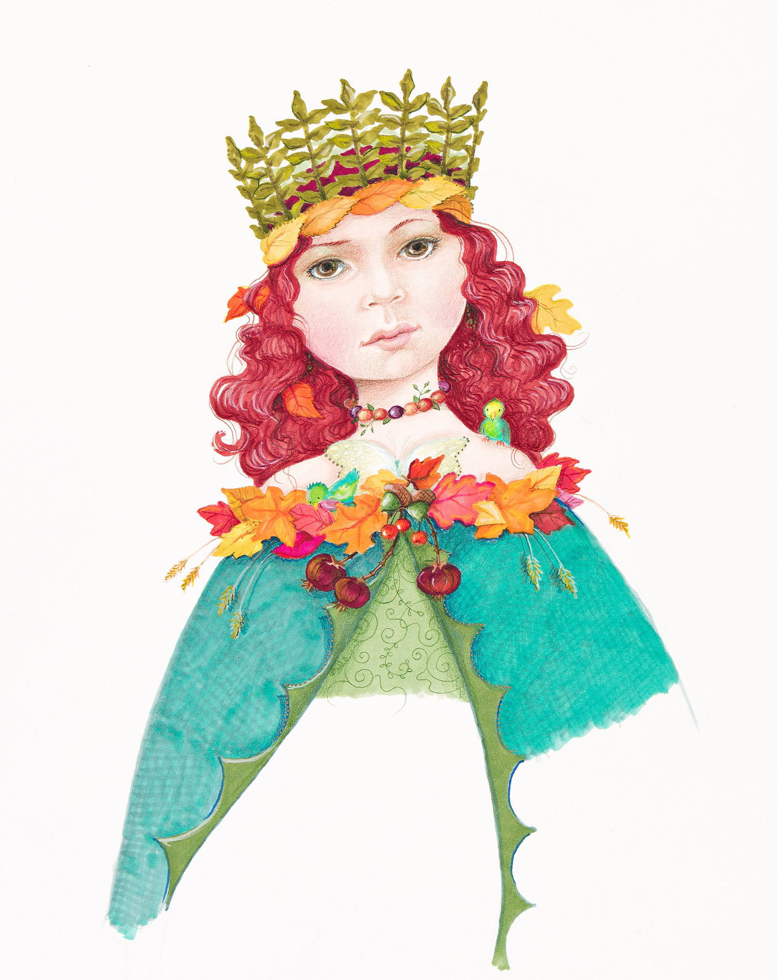 Mary Engelbreit, (b. 1952), Queen of Autumn. Circa 2020. (1 of 2)