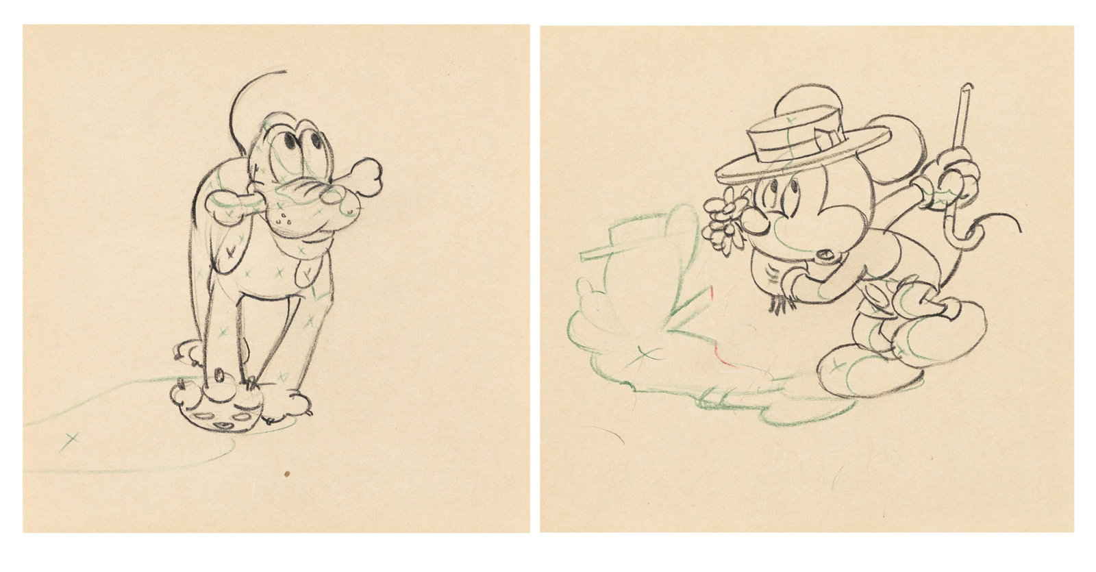 Walt Disney Studios / Walt Kelly & Bob McCrea, (1913-1973) / (1911-1995), Mickey Mouse and Pluto (1 of 3)
