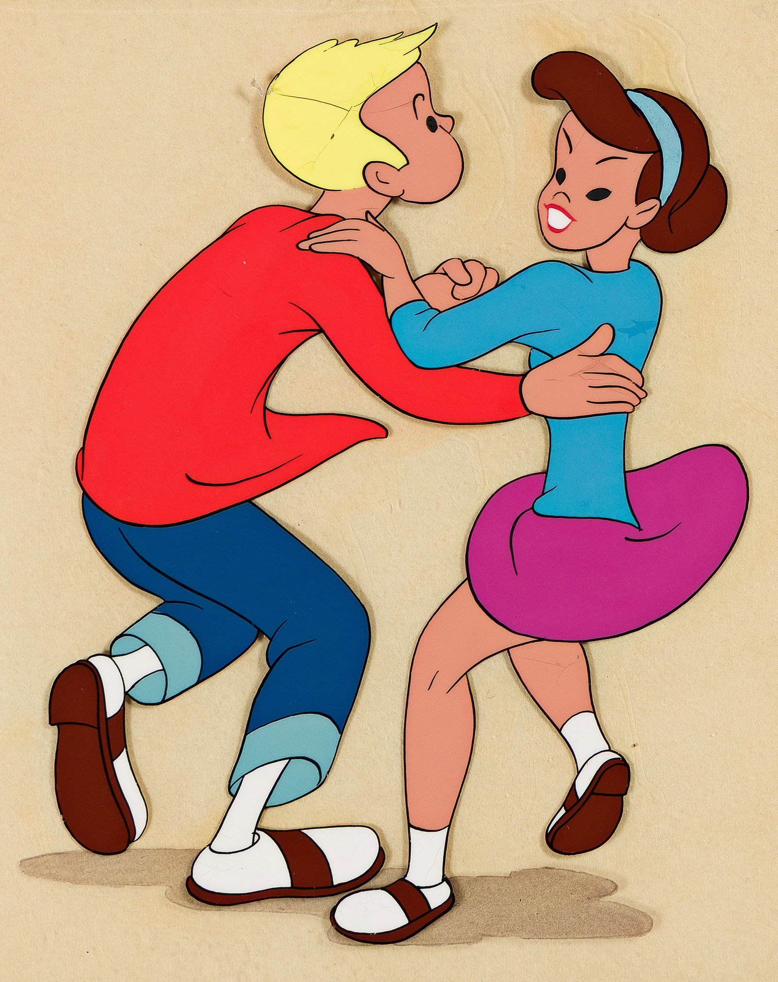 Walt Disney Studios, All The Cats Join In, boy and girl dancing animation model cel. 1946. (1 of 1)