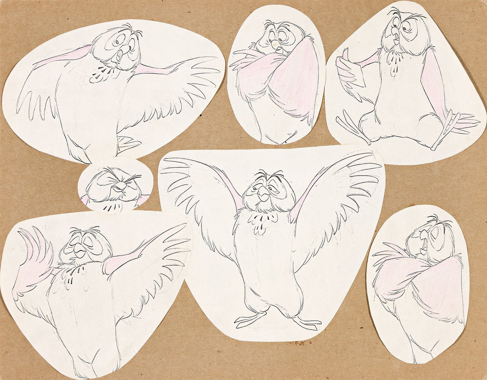Walt Disney Studios, Winnie the Pooh Owl animation model board. Circa 1966. (1 of 1)